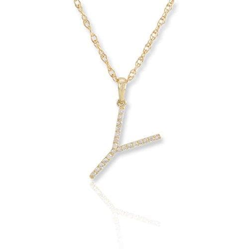 PARIKHS Diamond Initial Pendant Alphabet 'Y' in 10K Yellow Gold 0.10 ct , IJK color - I3 clarity