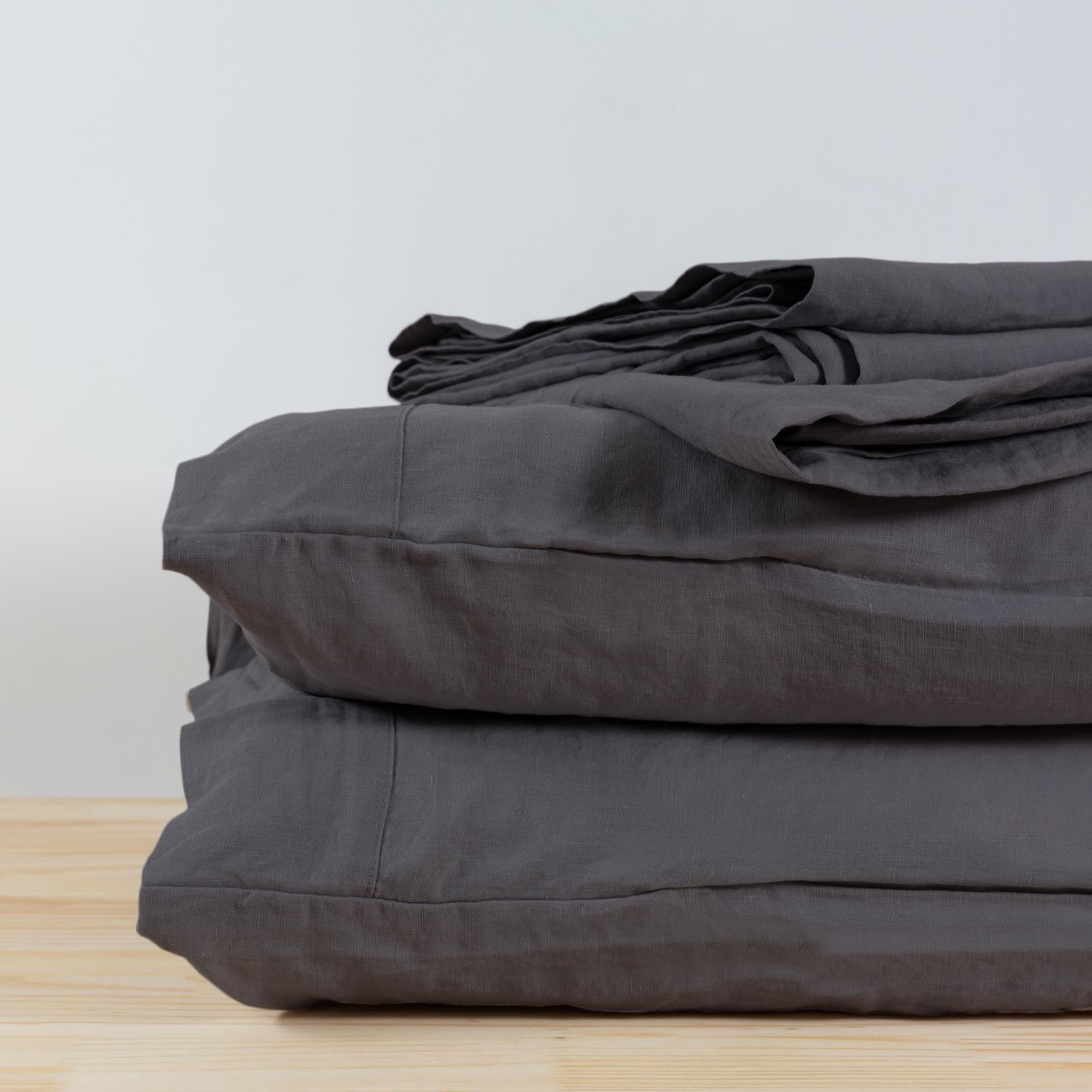 Stonewashed Linen Sheet Sets Queen Charcoal