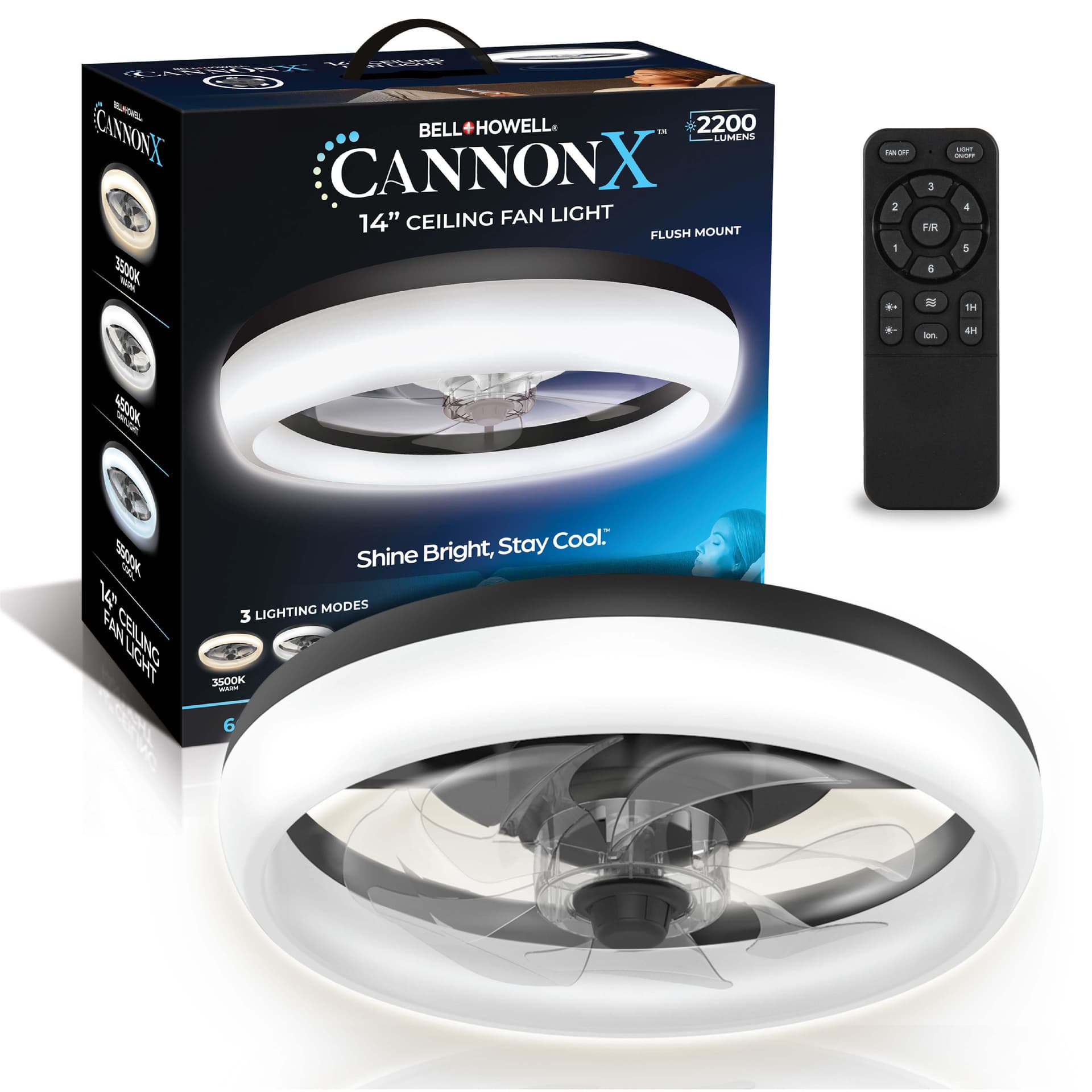 CannonX Low Profile Ceiling Fan Size 14"