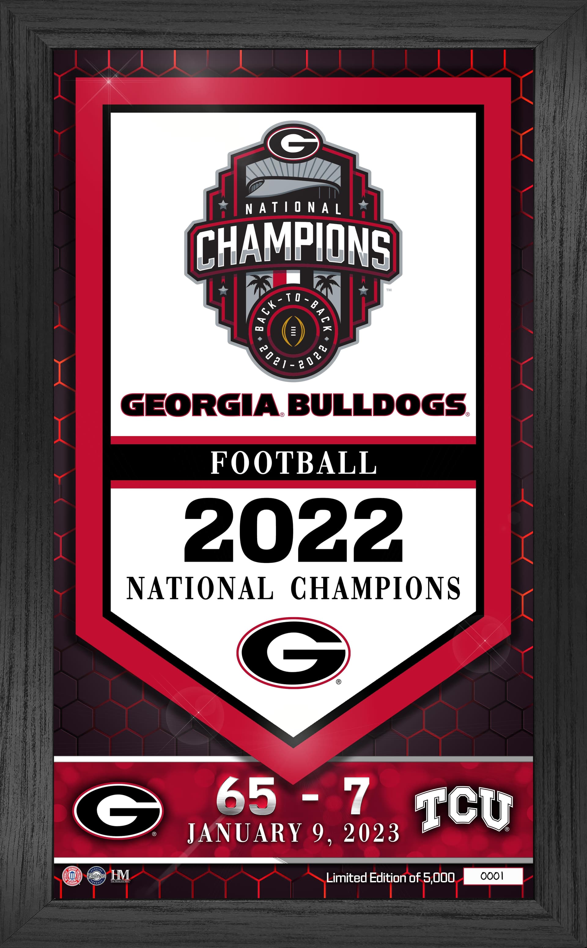Georgia Bulldogs 2022 NCAA Champs Banner Frame