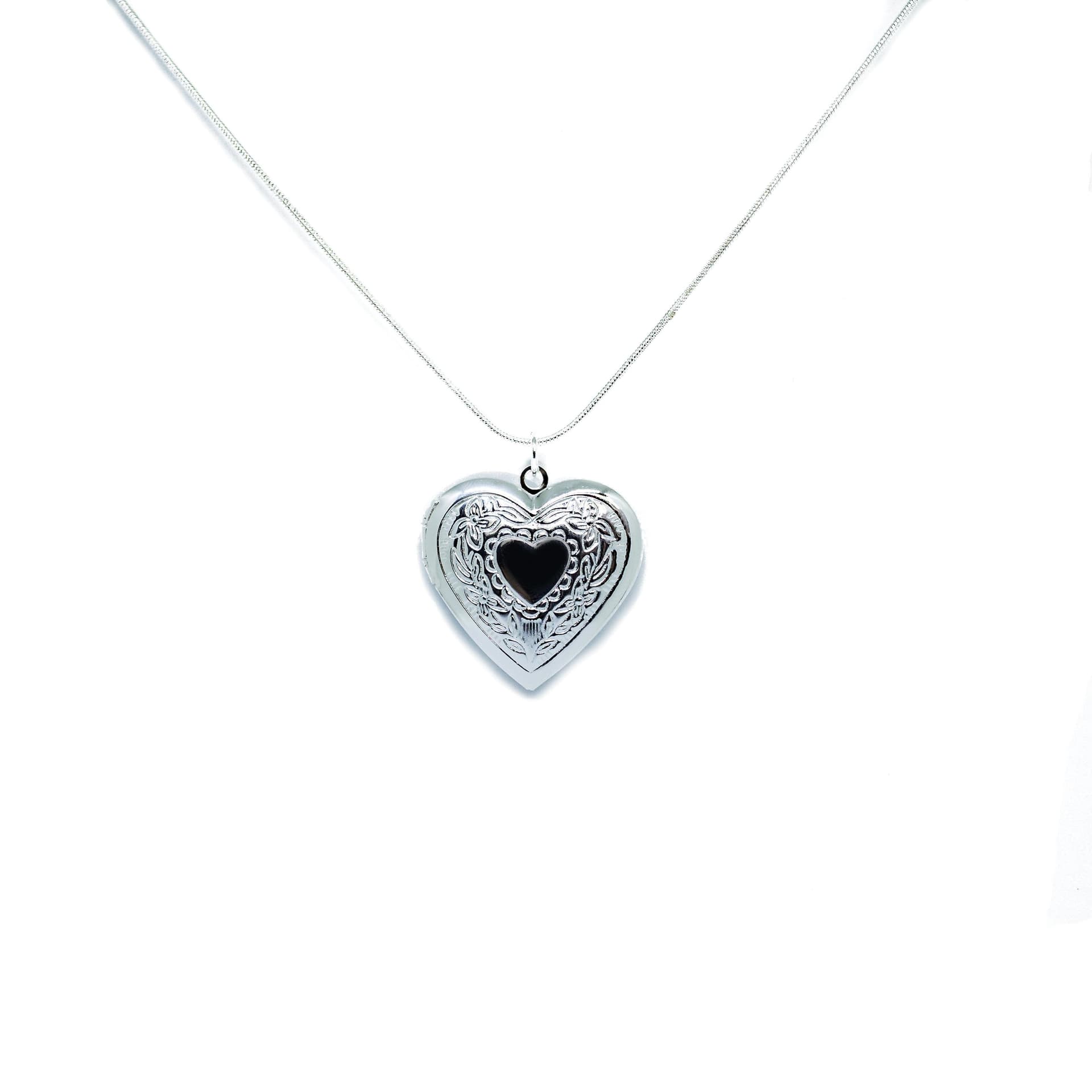 Engraved Heart Locket Necklace
