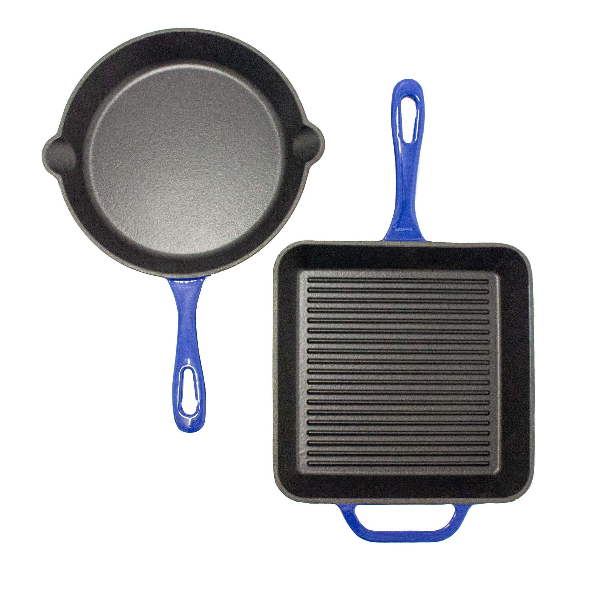 2pc Enamel on Cast Iron Set,10" F/P and G/P, Red