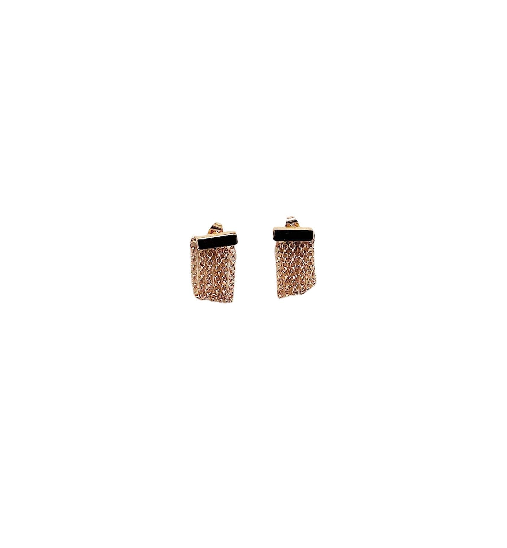 Post Front-Back Chain Earrings- Gold