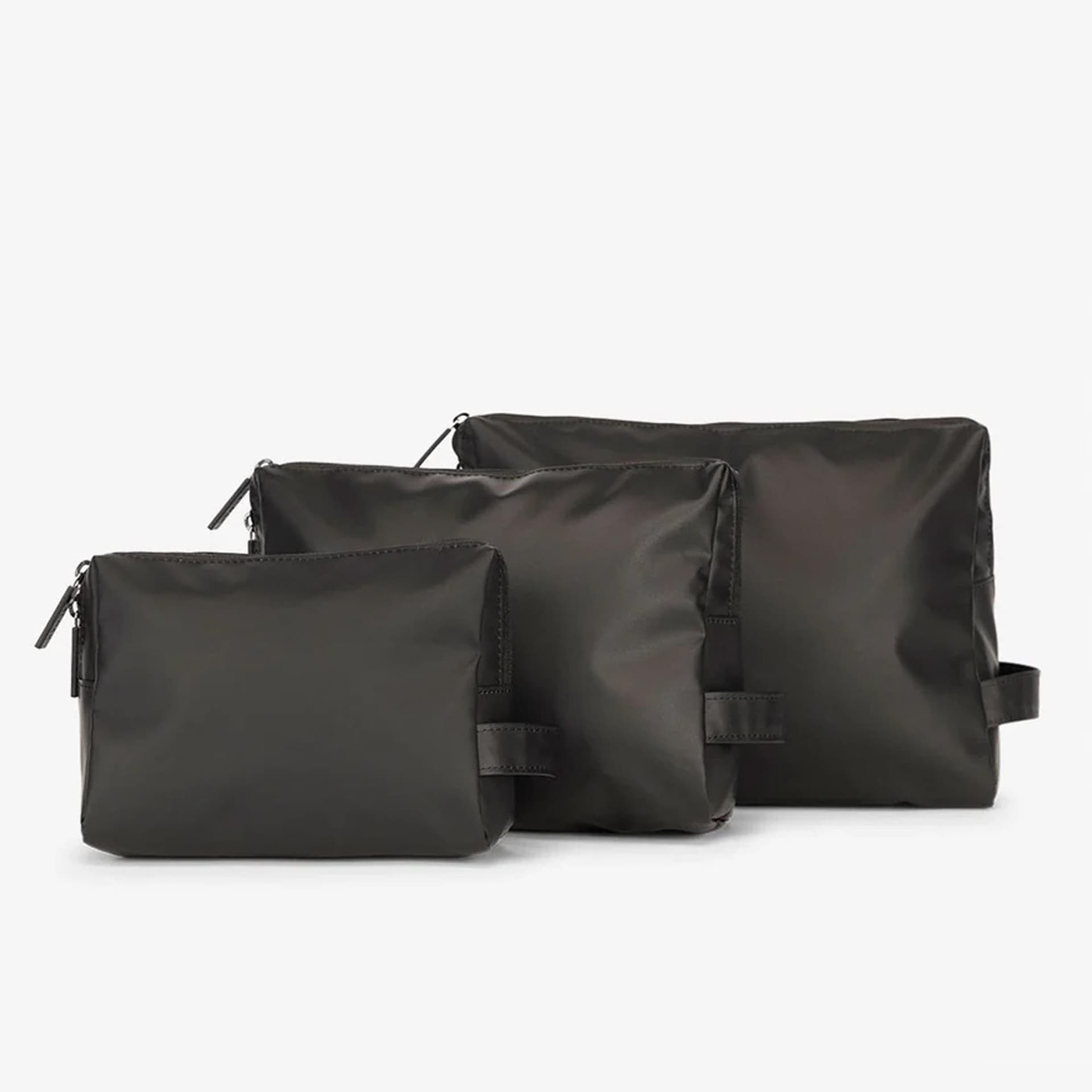 Water Resistant Zippered Pouch Set (3 Pieces) - Black