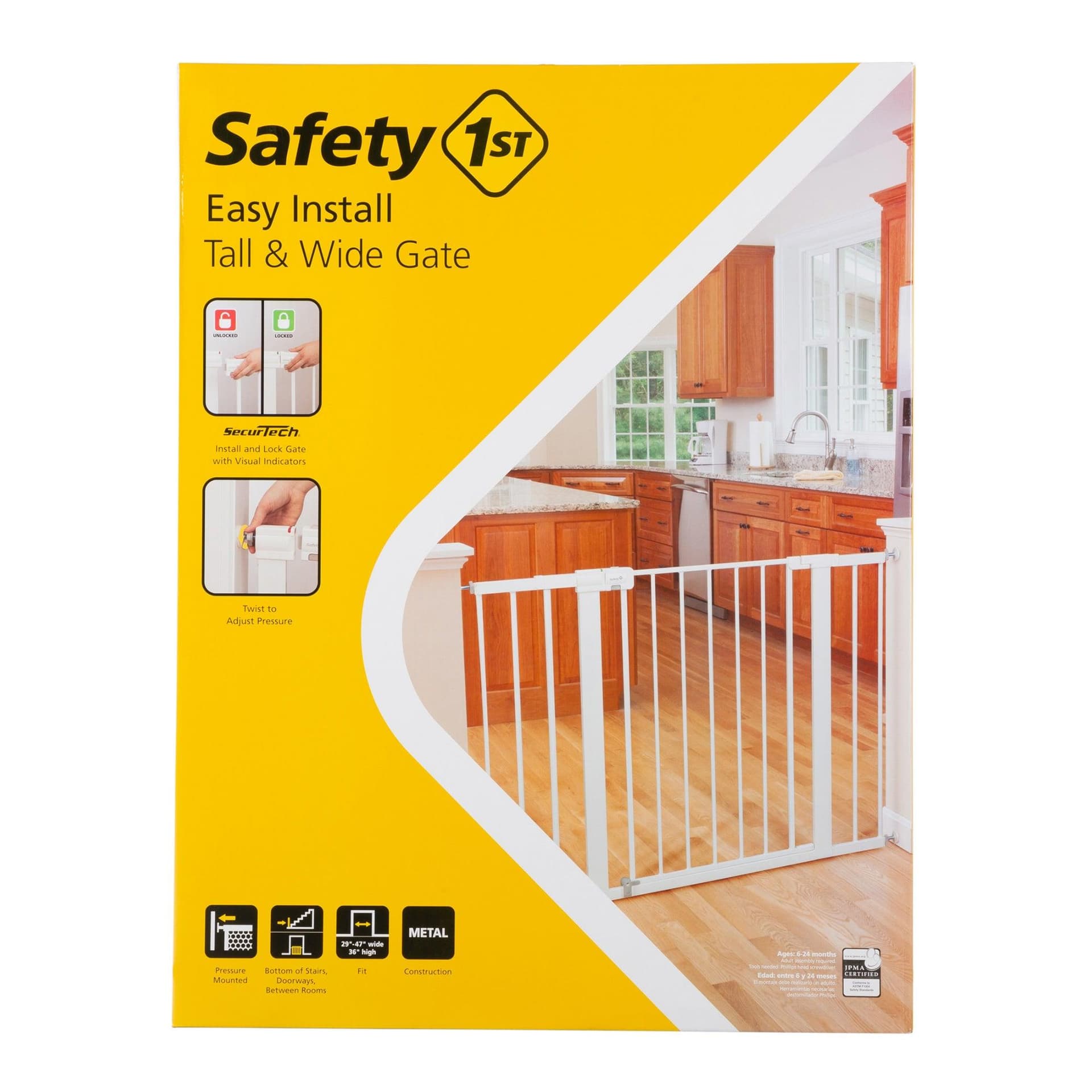 Tall & Wide Easy Install Walk-Thru Safety Gate