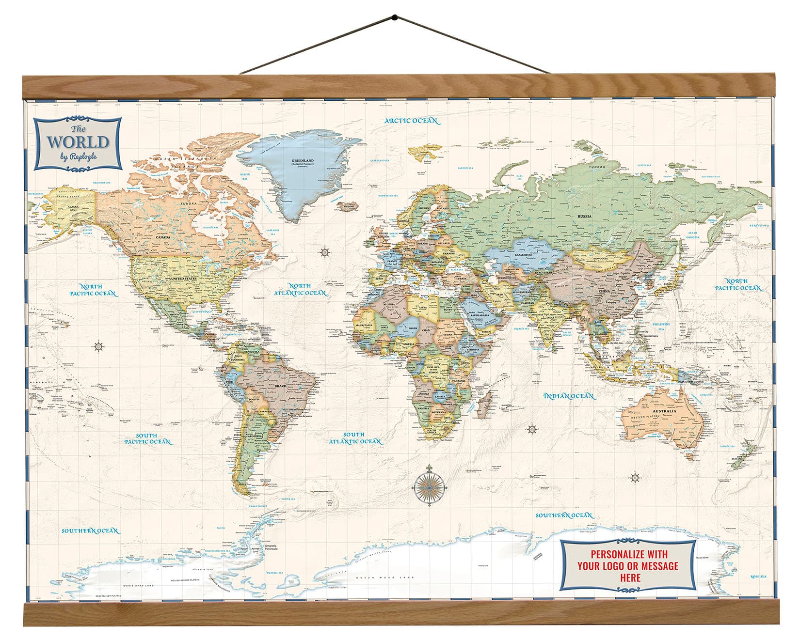 Canvas Antique World Map 42″ X 30″