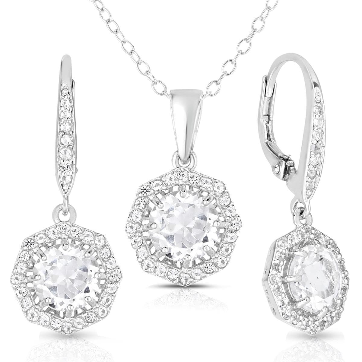 White Topaz Earrings & Necklace Set
