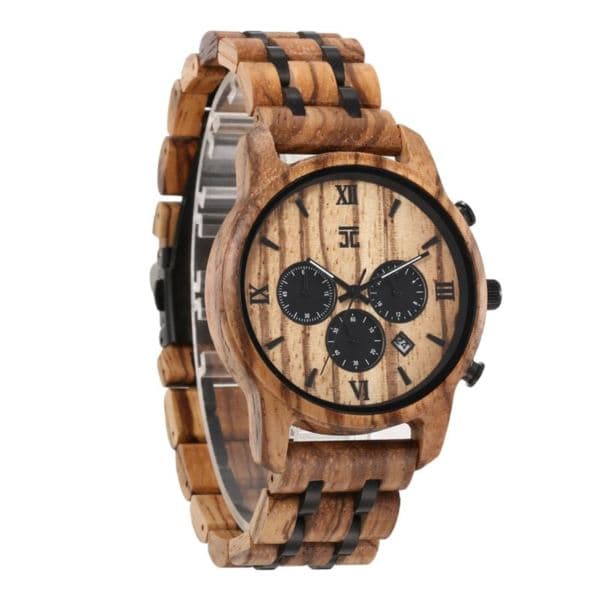 Breiler Zebra Wood Chronograph Wooden Watch
