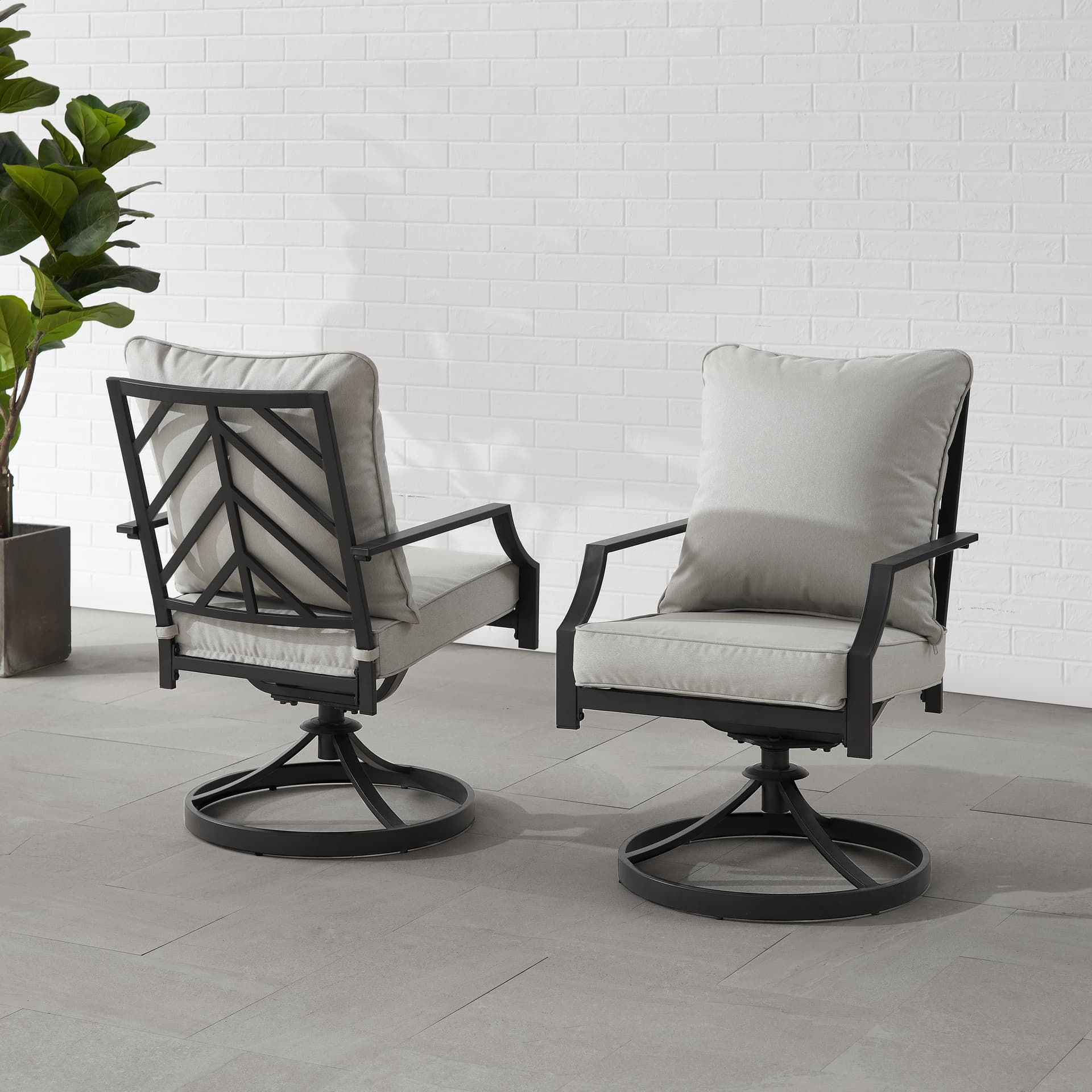 Otto 2Pc Swivel Outdoor Dining Chair Set