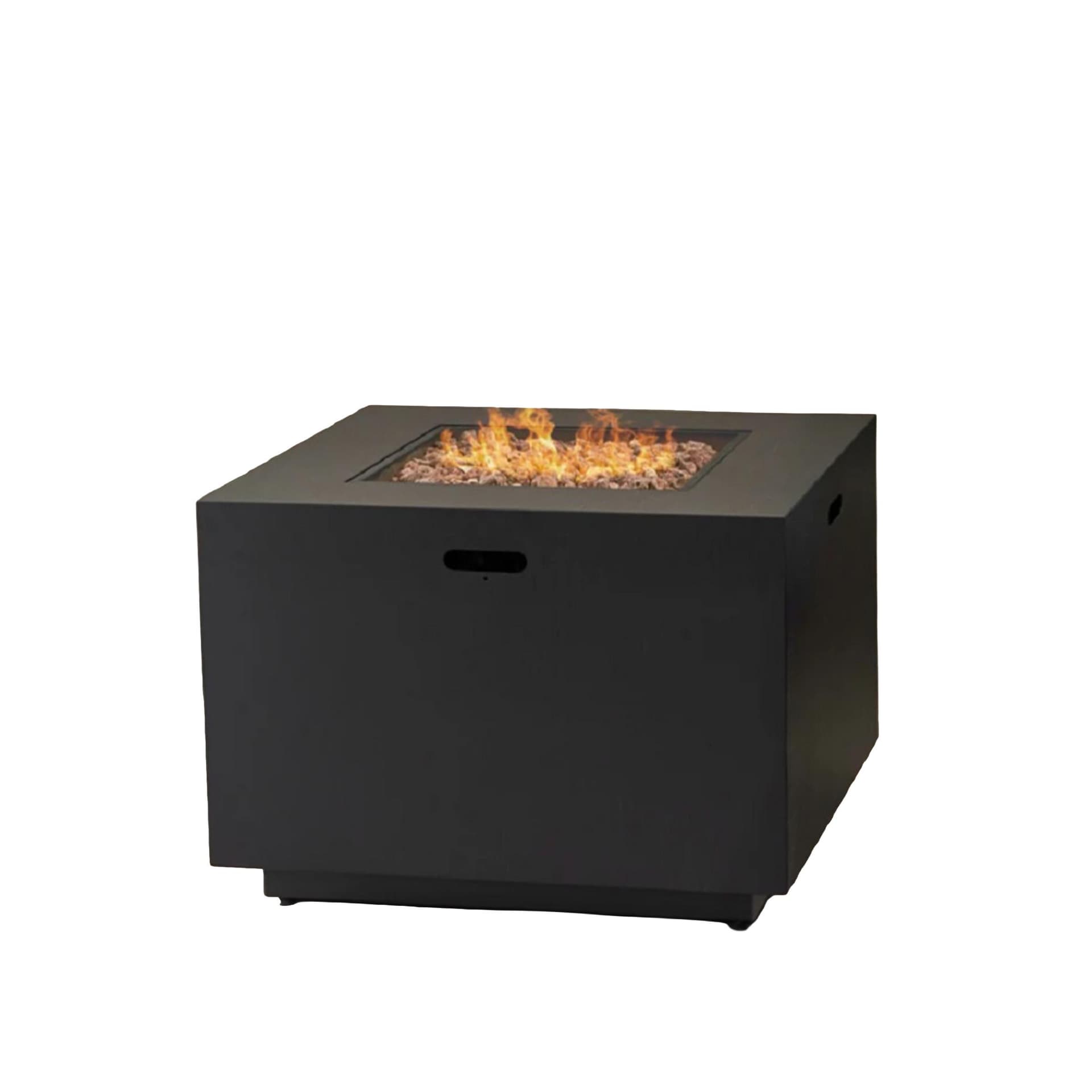 Outdoor Iron 33-Inch Outdoor Square Gas Fire Pit - Dark Grey Finish