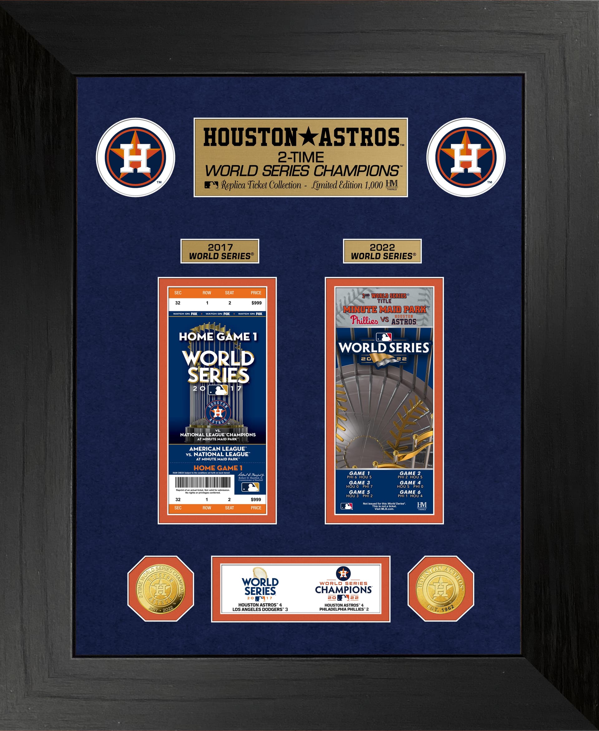 Astros 2X WS Gold Coin & Ticket Collection