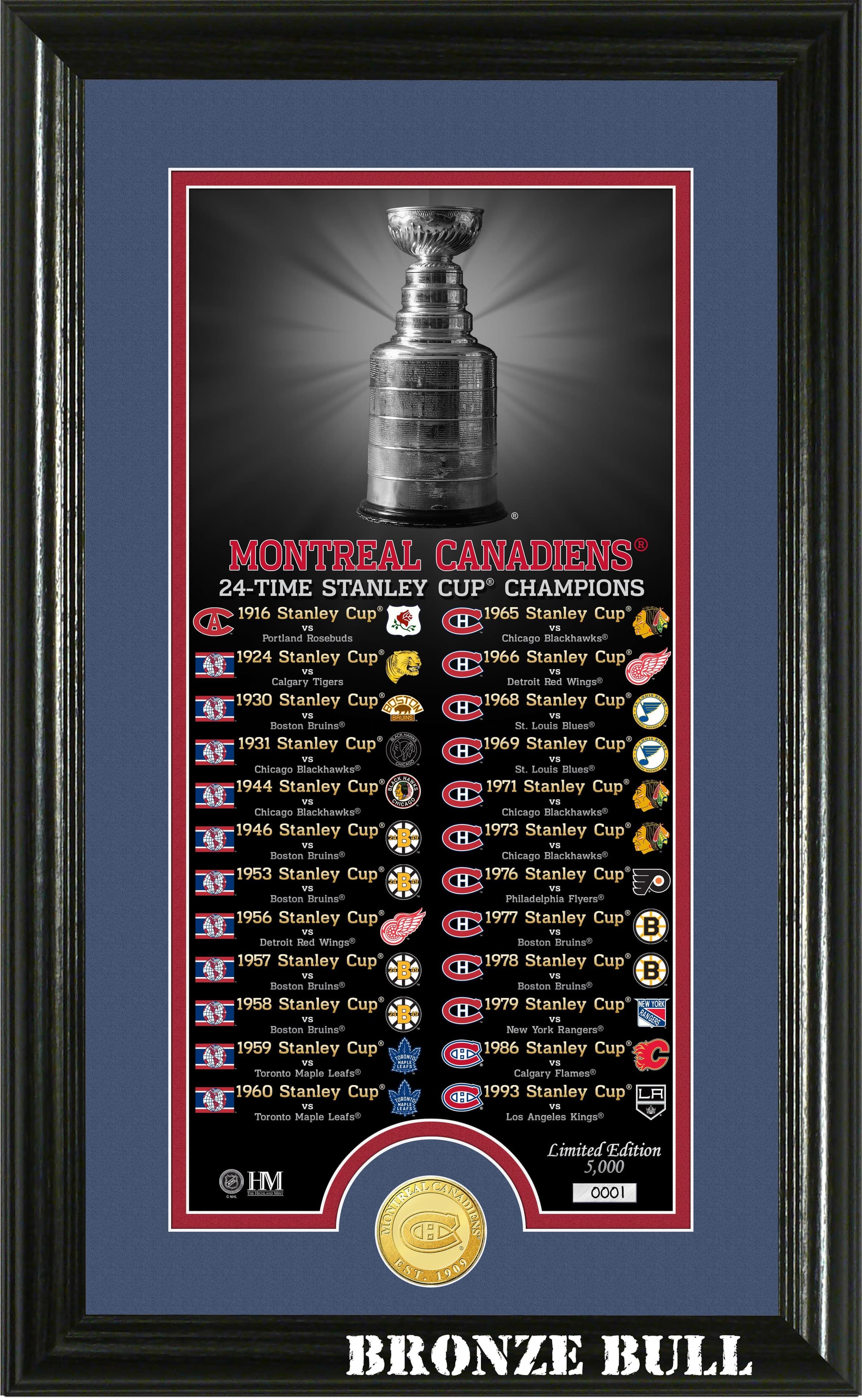 Montreal Canadiens "Legacy" Supreme Bronze Coin Panoramic Photo Mint