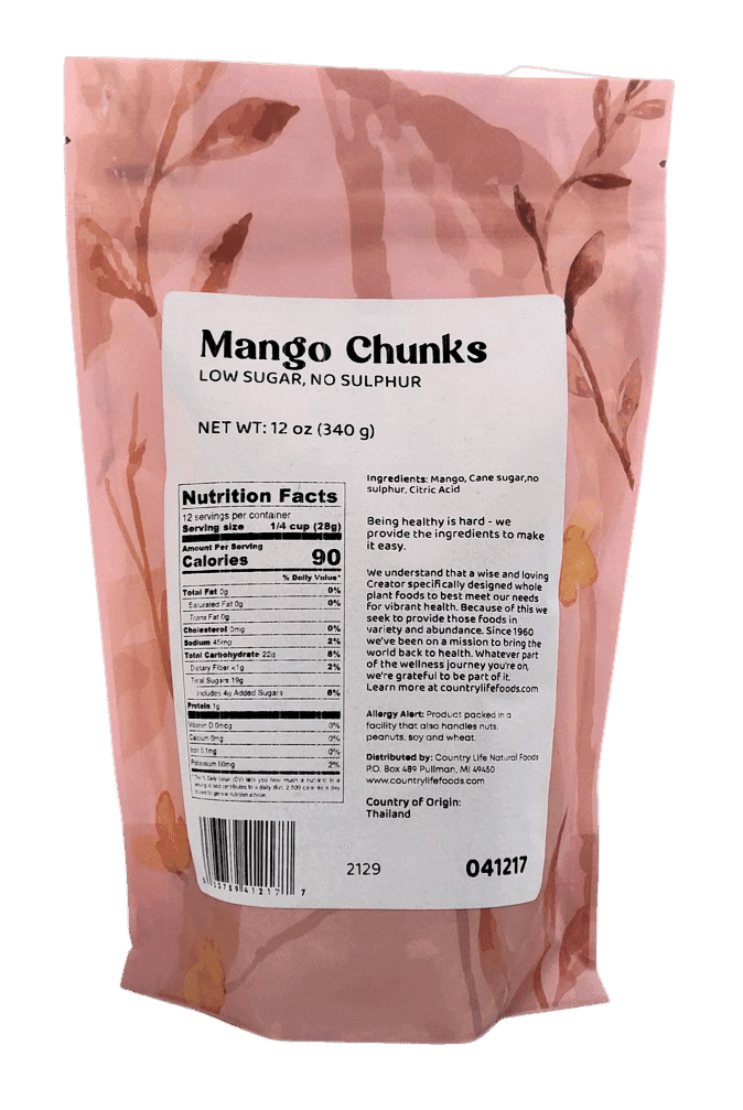 Mango Chunks, Low Sugar, Imported - Country Life Natural Foods
