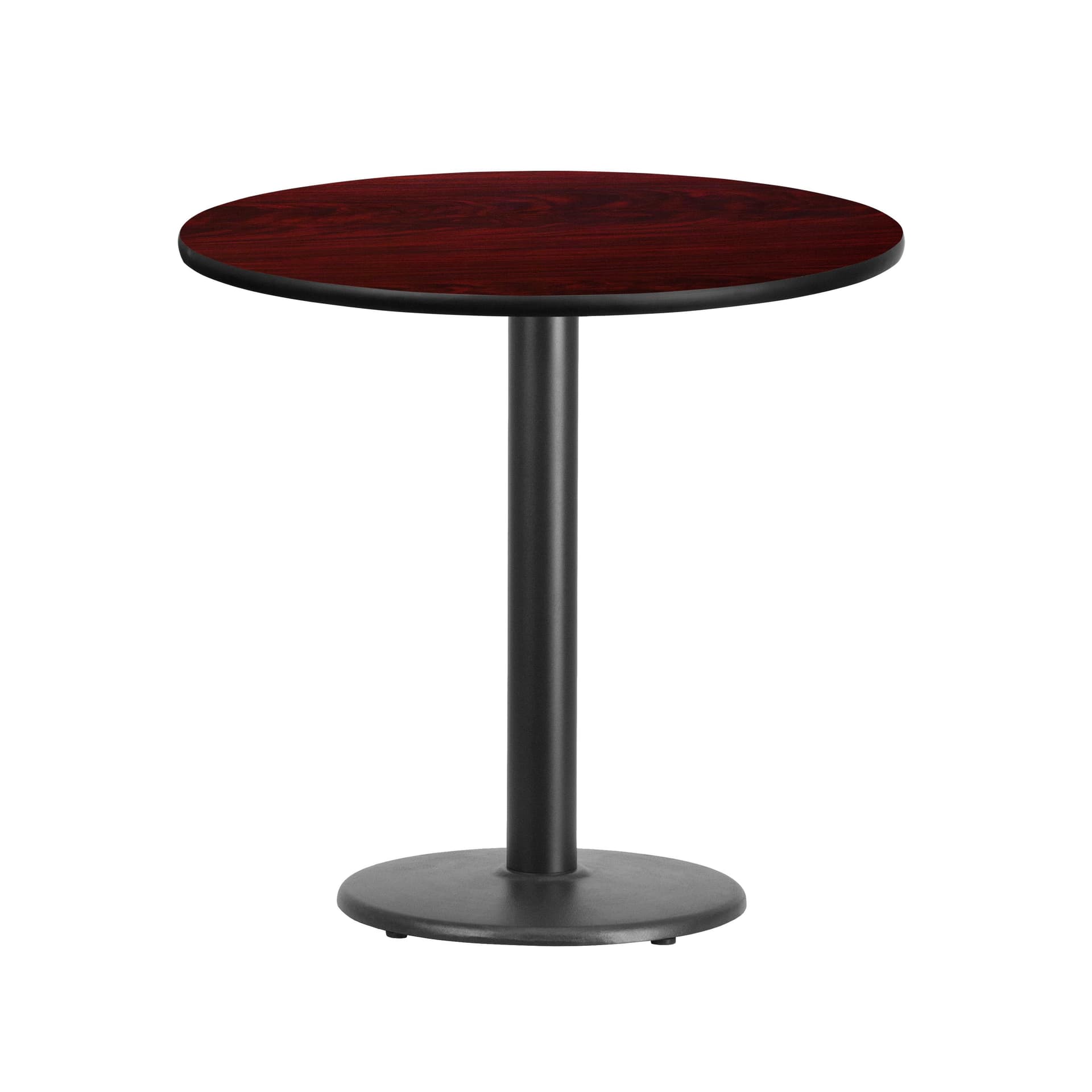 30" Round Mahogany Laminate Table Top with 18" Round Table Height Base