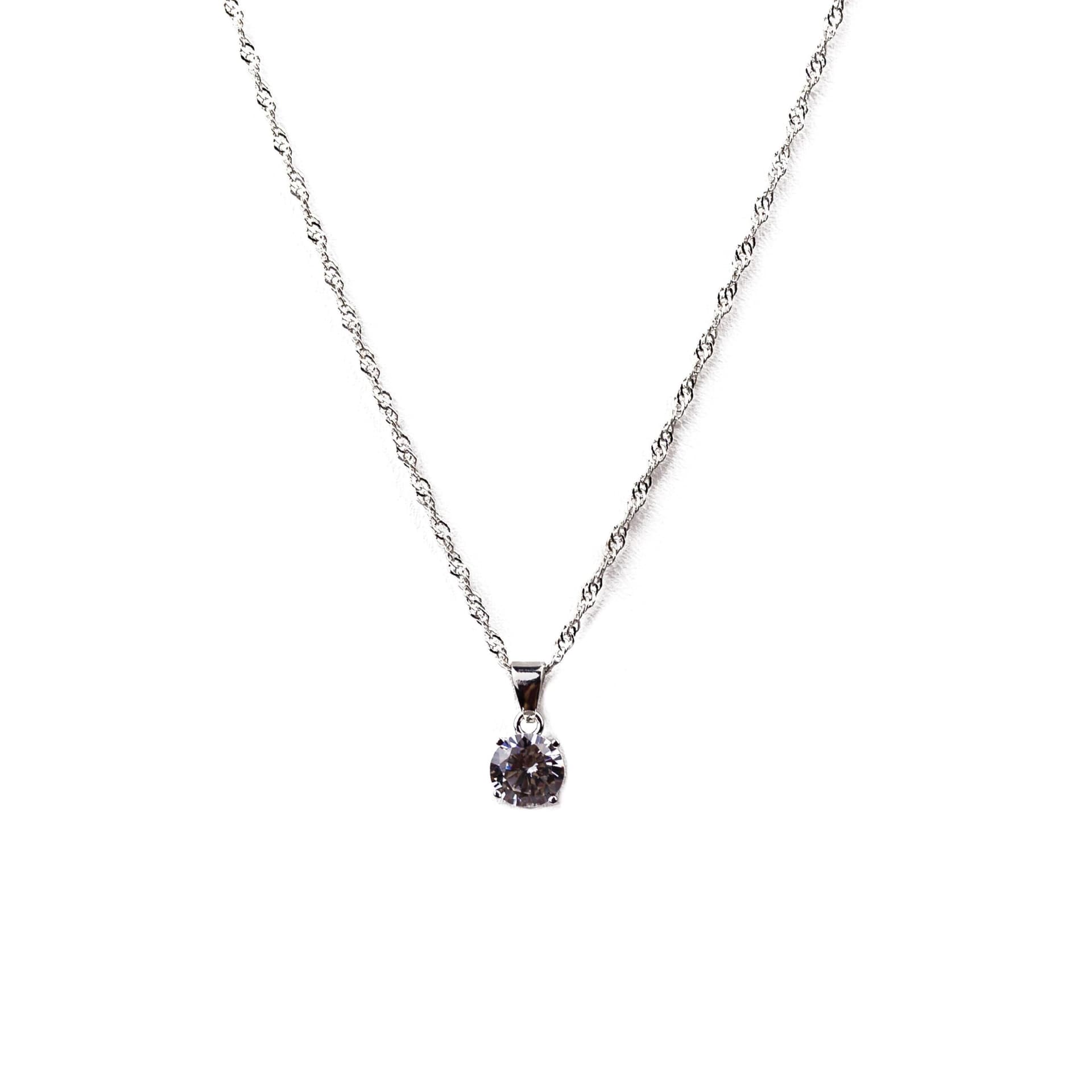 Round Cut Crystal Solitaire Necklace