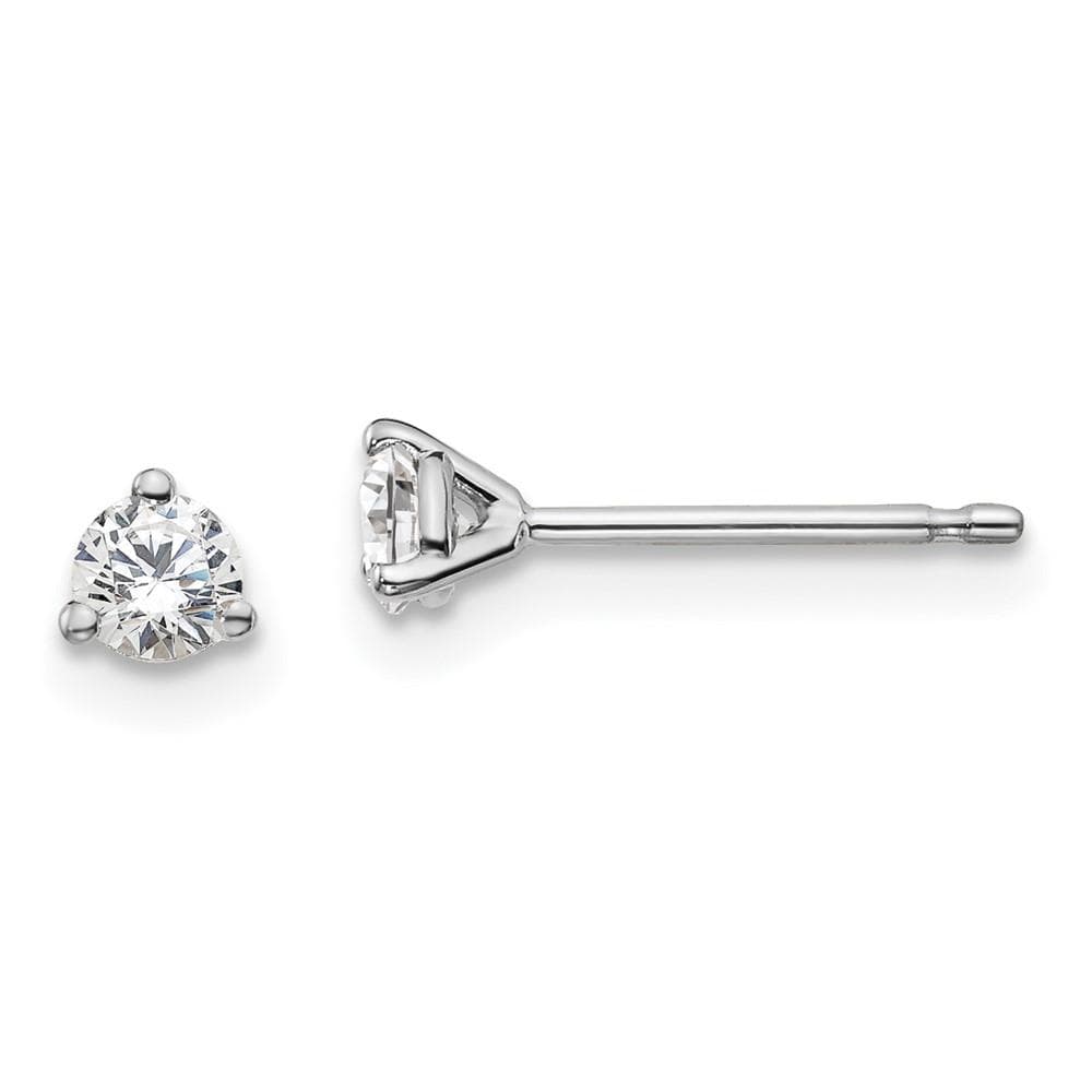 14K White Gold Lab Grown Diamond 1/4ctw 3 Prong Earrings