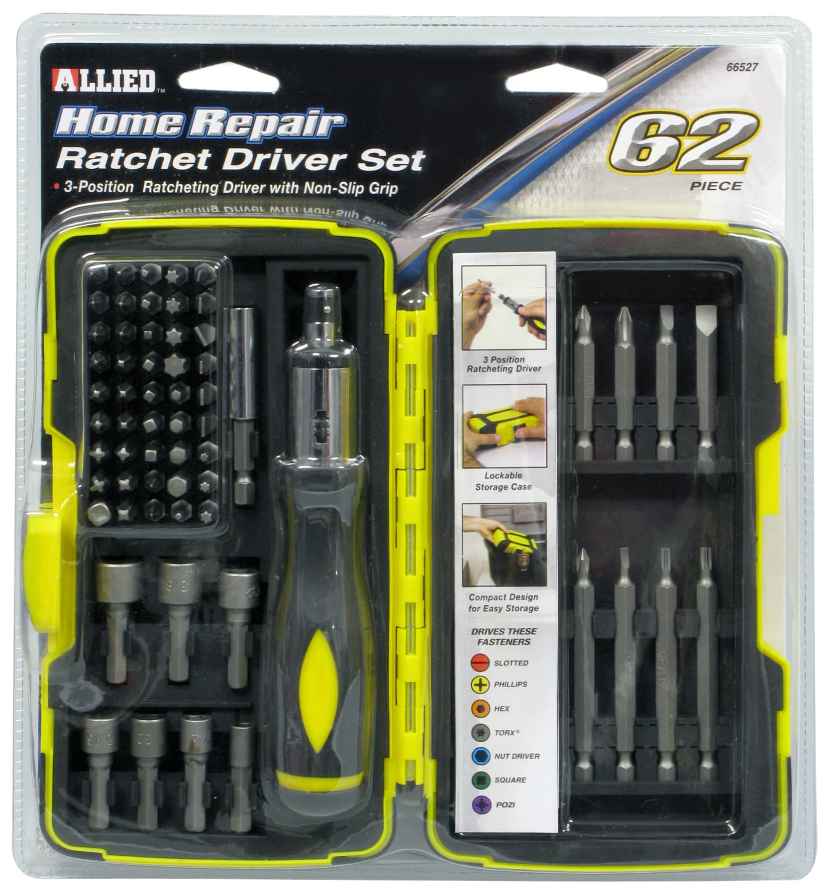 62-Piece Home Repair Ratchet Driver Set with Case