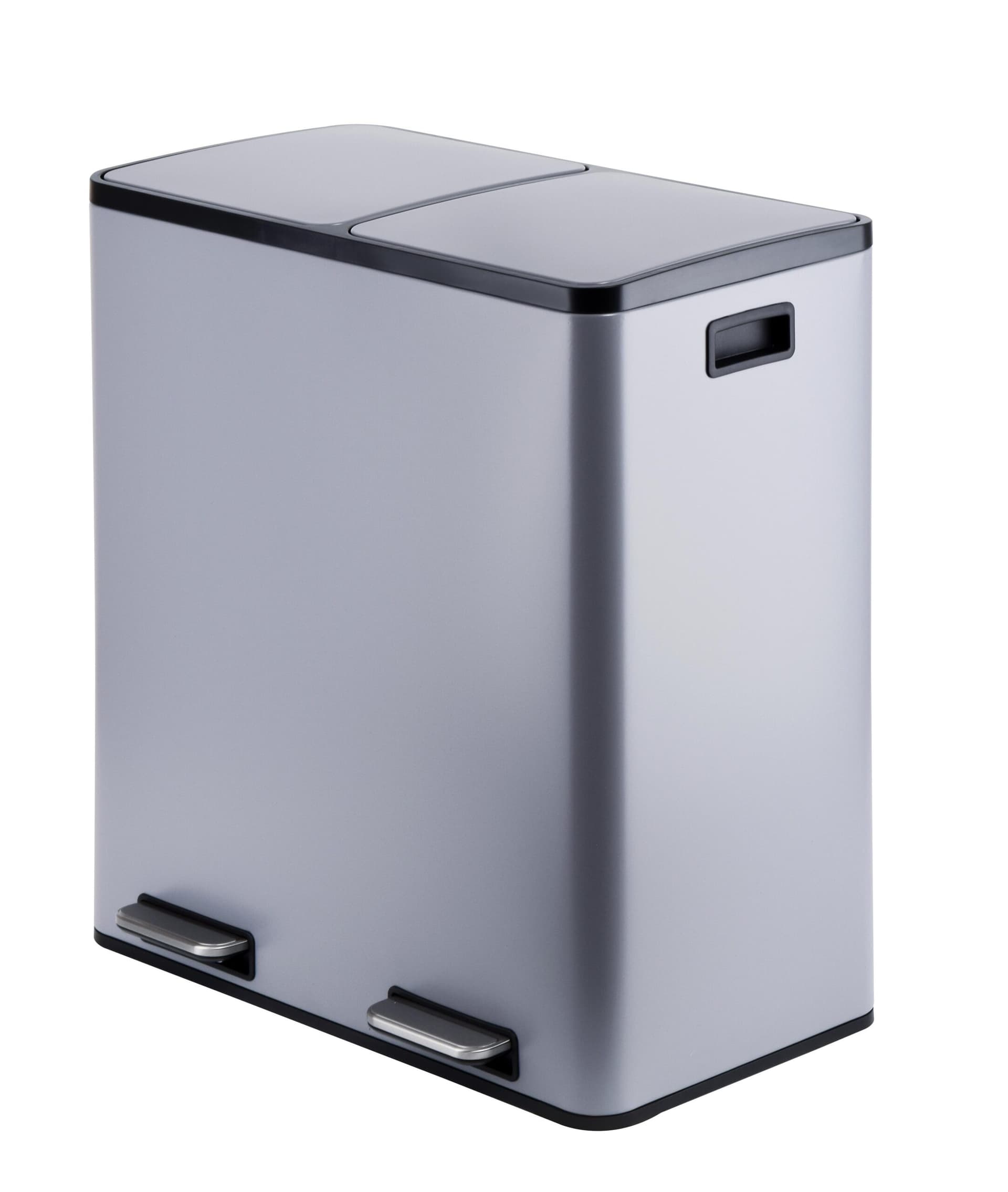 60L Dual Compartment Satin Finish Trash Can - Grey