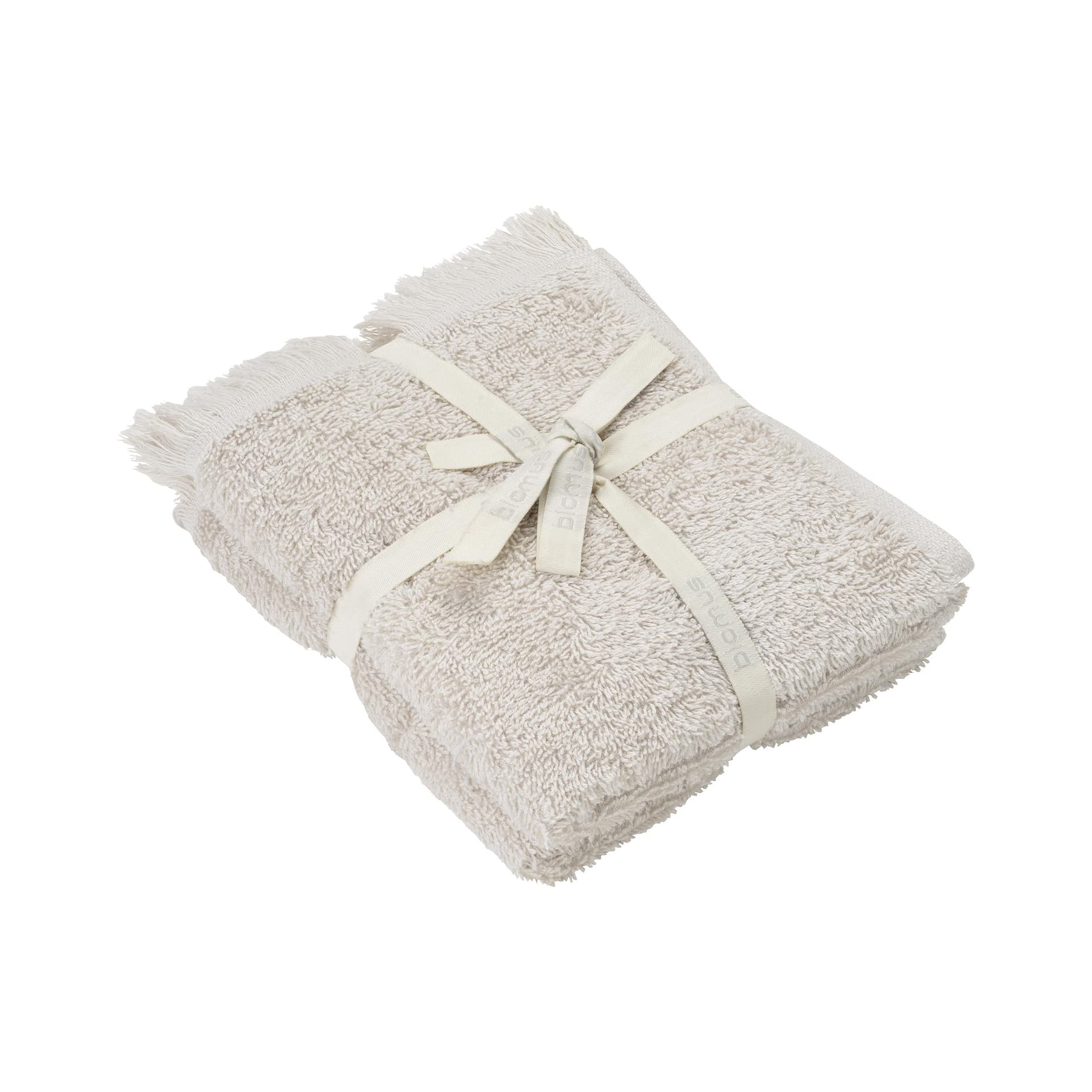 FRINO 2 Fringed Organic Cotton Terry Guest Hand Towel Set