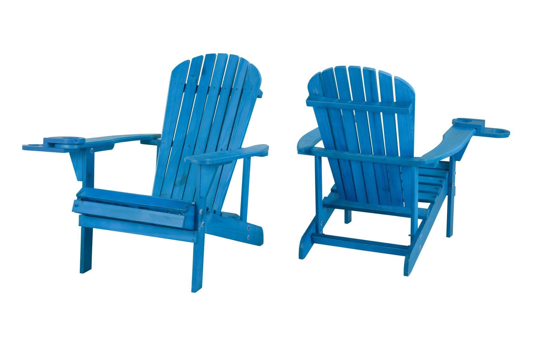 Earth Collection Adirondack Chair w/Phone & Cup Holder, Set of 2 - Sky Blue
