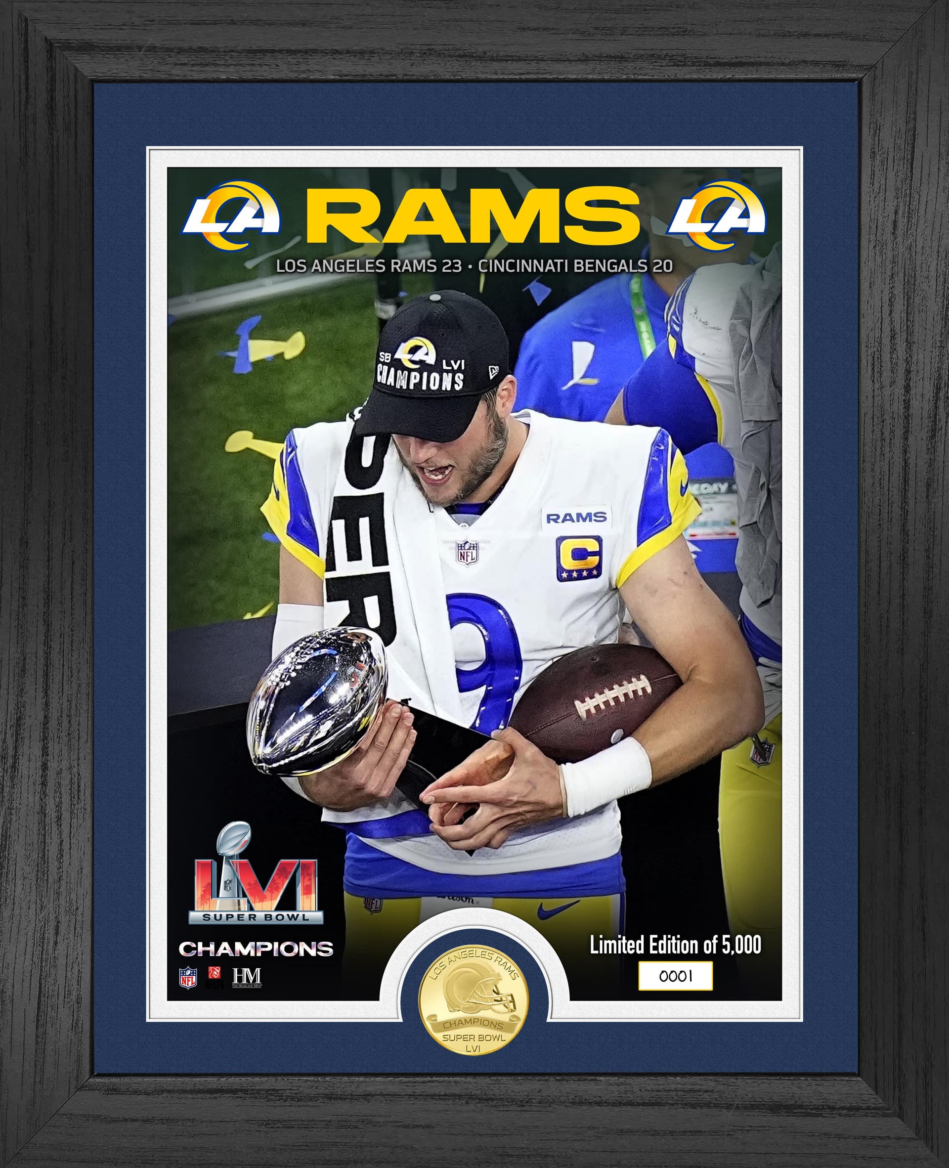 Matt Stafford Rams Super Bowl 56 Champion Lombardi Trophy Photo Mint