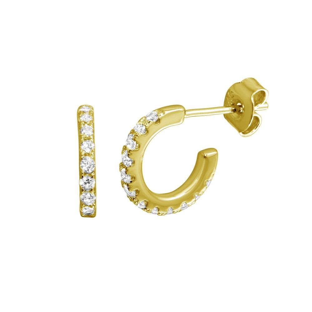 PARIKHS Gold Plated Huggie Earring with CZ in 925 Sterling Silver