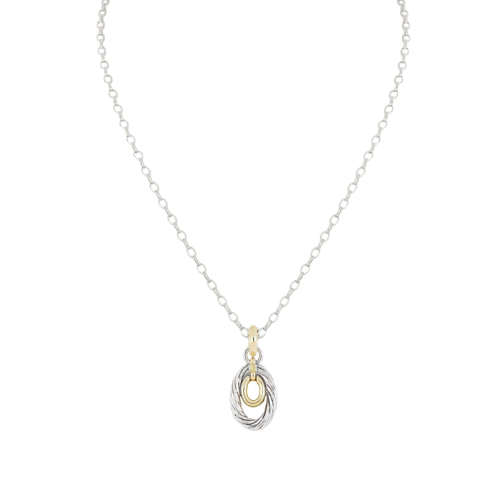 Cordo Oval W Gold Inset Pendant Necklace 16-18" adjustable