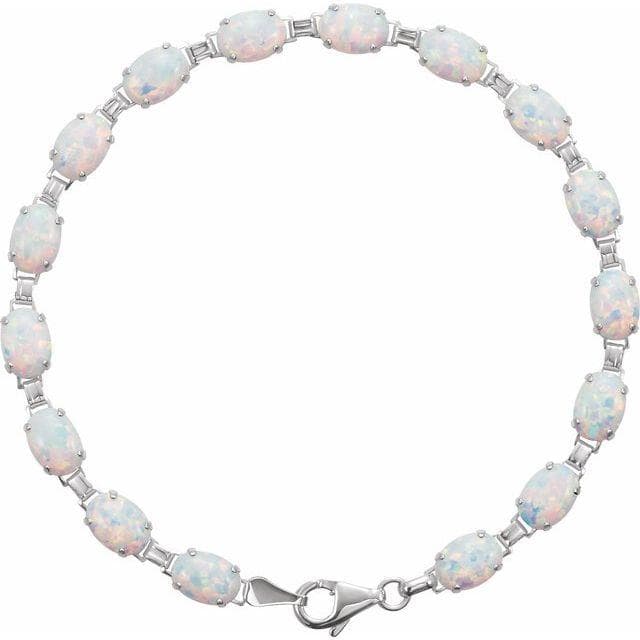 14K W Opal Line 7" Bracelet