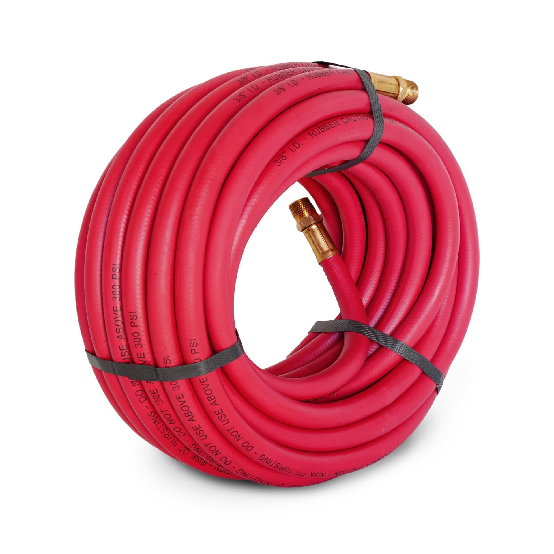 Steelman 50' 3/8" ID Rubber Air Hose with Brass 3/8" Male NPT Fittings