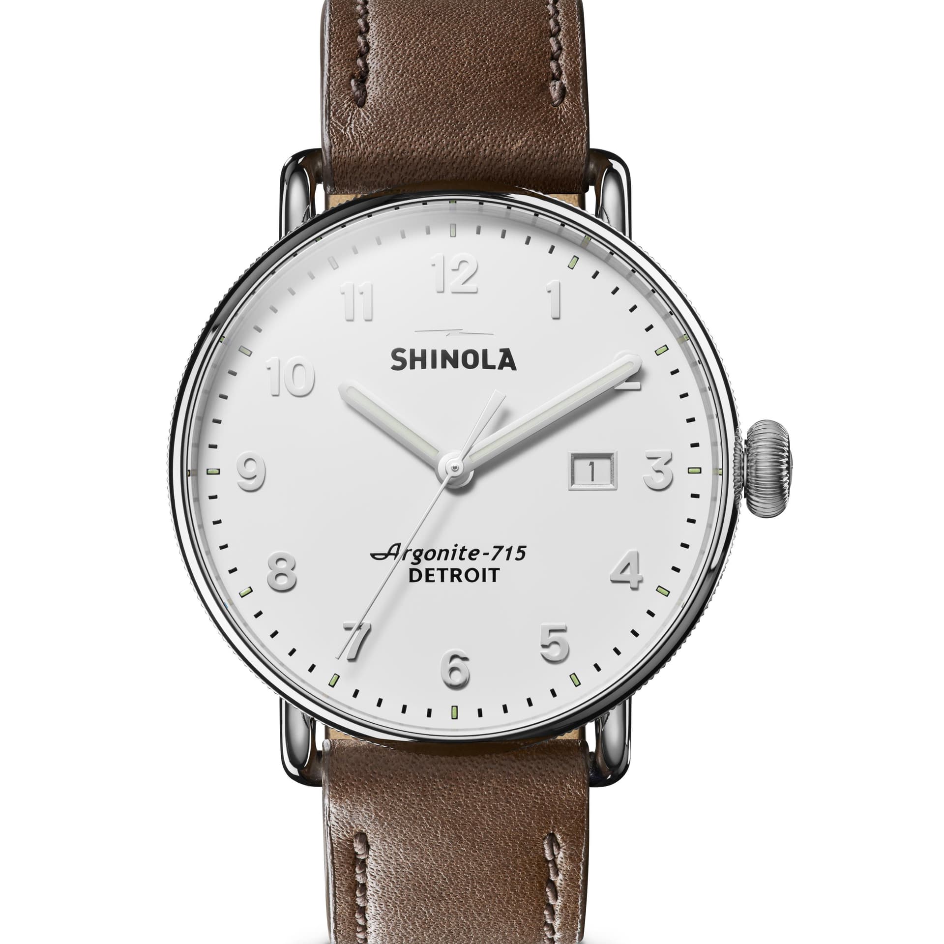 The Canfield Leather Strap Watch - 43mm, Dark Nut Brown