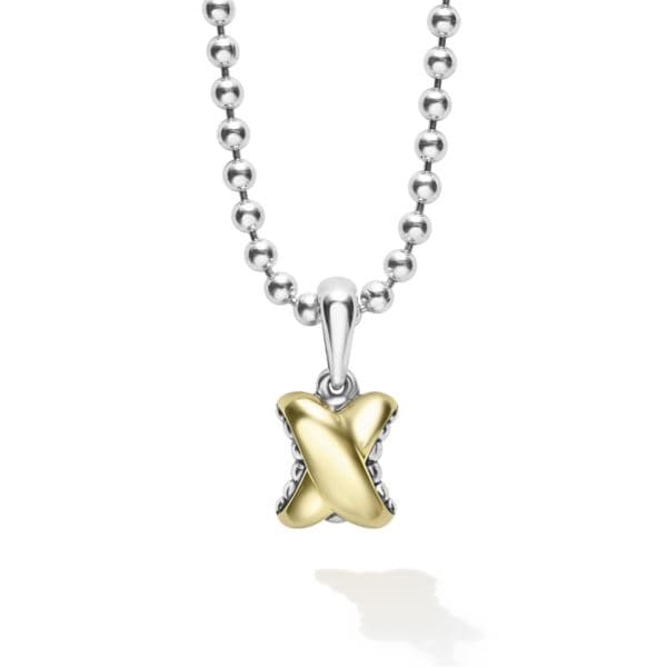 Two-Tone X Pendant Necklace Size 18"