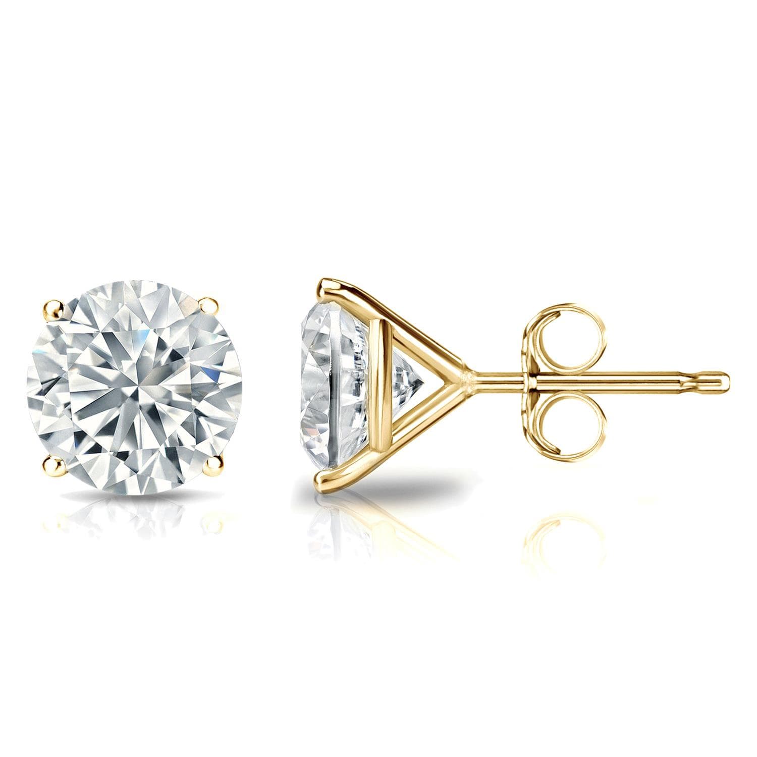 Round Lab Grown Diamond Studs P-Back Size 1.50 TCW