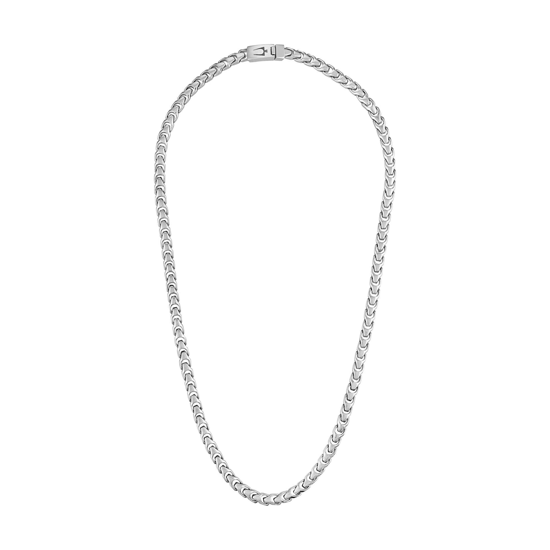 Bulova Link 8mm Polished Stainless Steel Necklace - 24" Silver-Tone