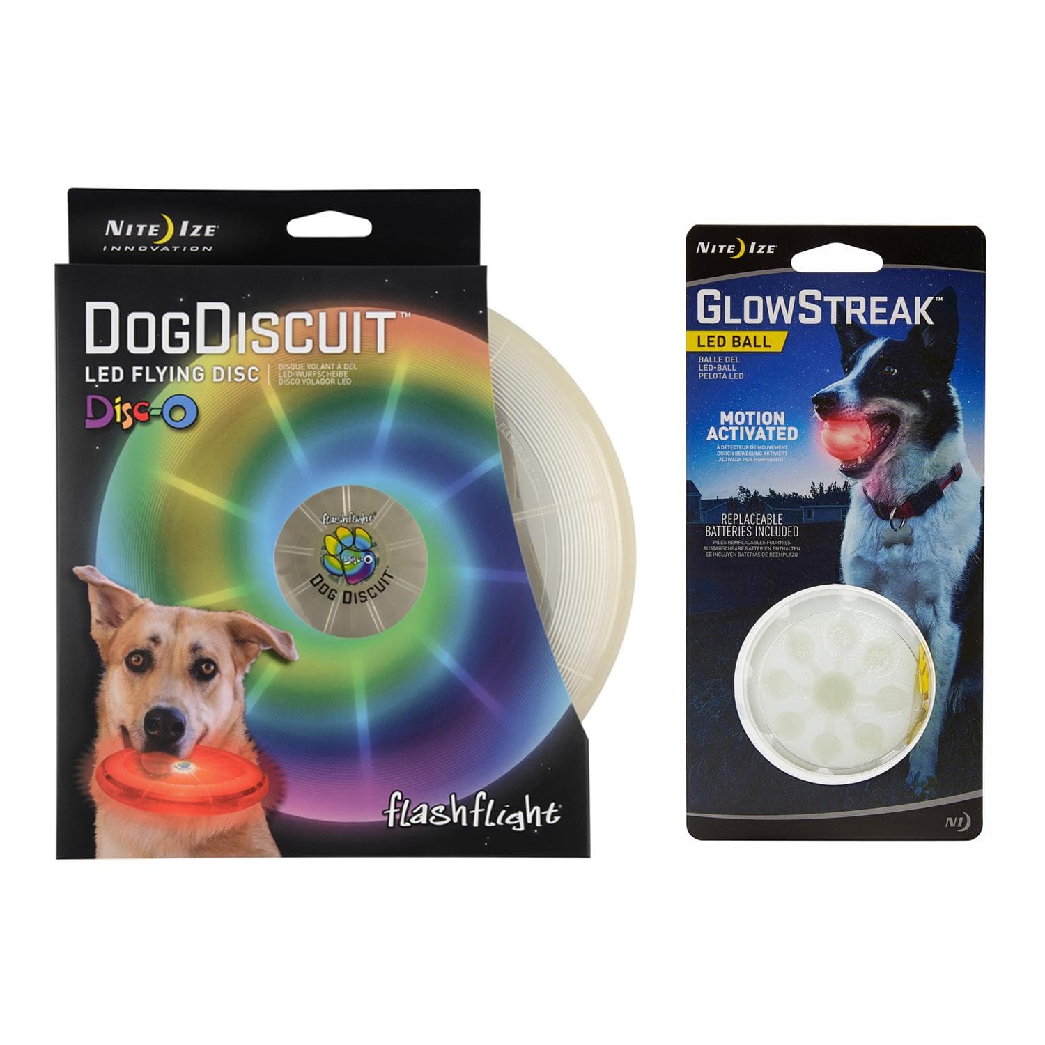 Flashflight Dog Discuit LED Flying Disc plus Glowstreak LED Ball