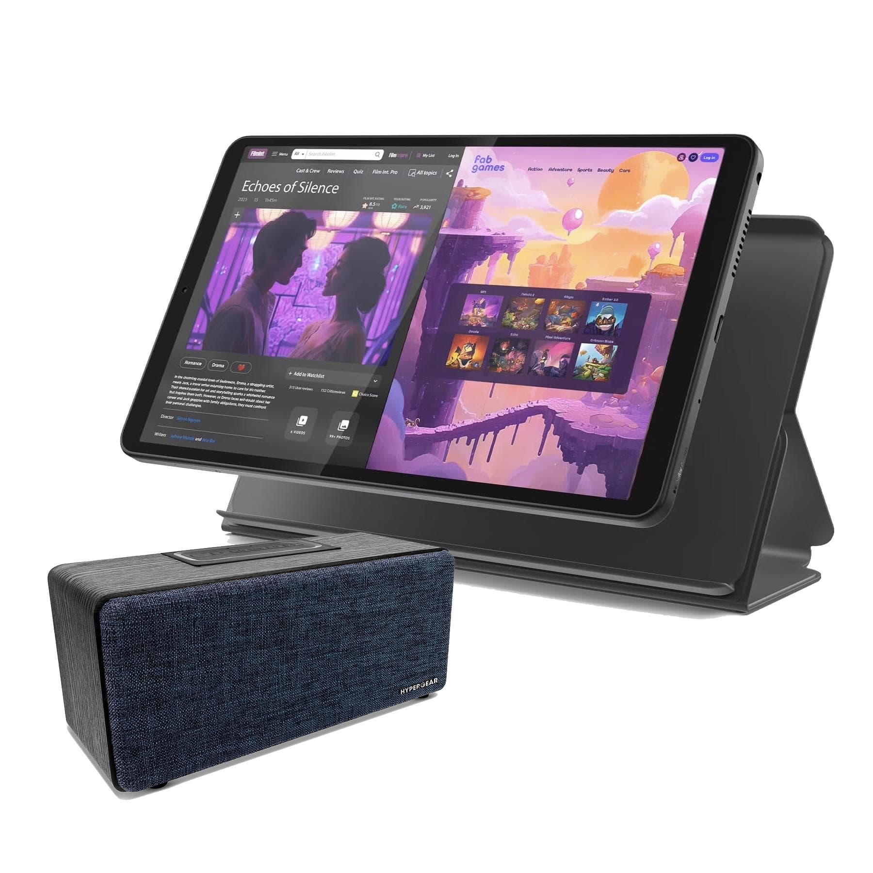 Tab One Android 8.7" Tablet w/ Case/stand and Bluetooth speaker