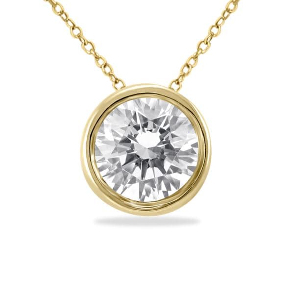 3/4 Carat Diamond Bezel Pendant In 14K Y