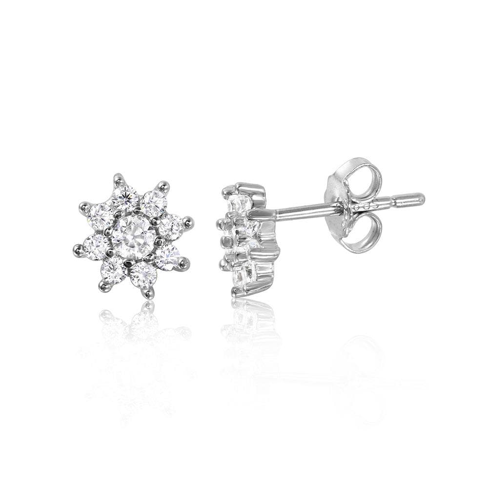 PARIKHS Rhodium Plated Flower Earring in 925 Sterling silver