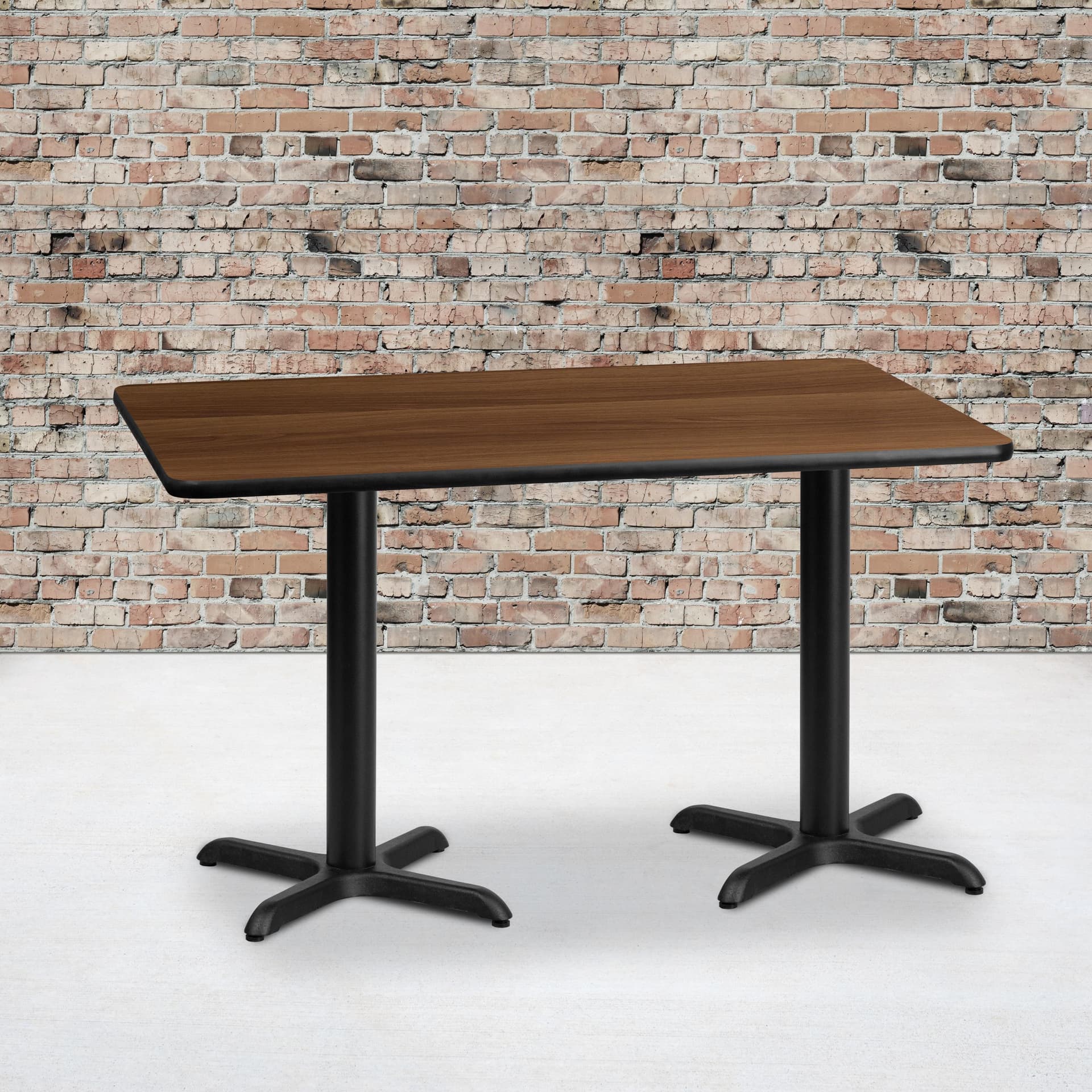 30" x 60" Rectangular Walnut Laminate Table Top & 22" x 22" Table Height Bases