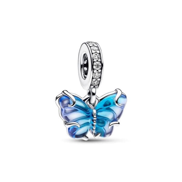 Blue Murano Glass Butterfly Dangle Charm