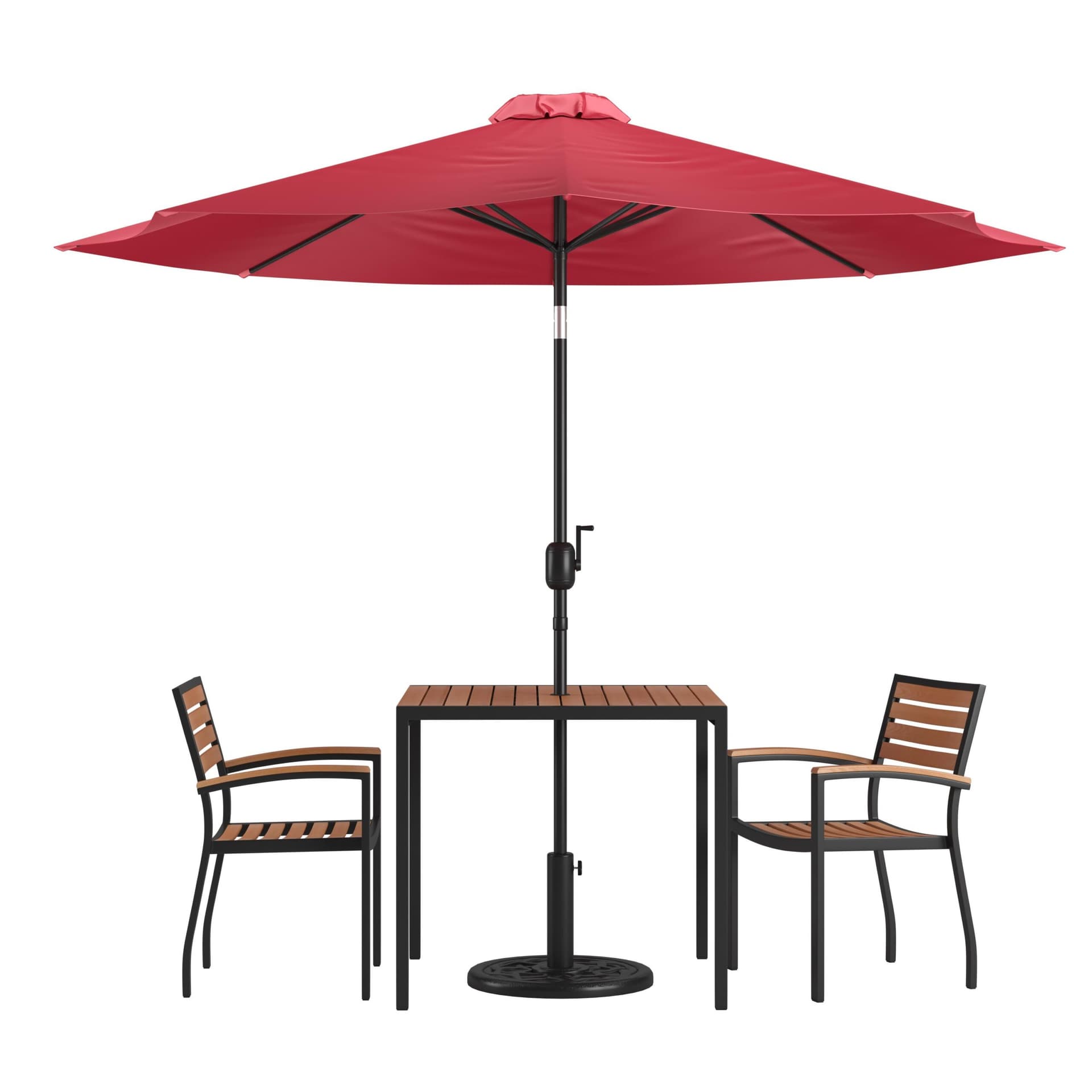 5 Piece Patio Set: Tan Umbrella