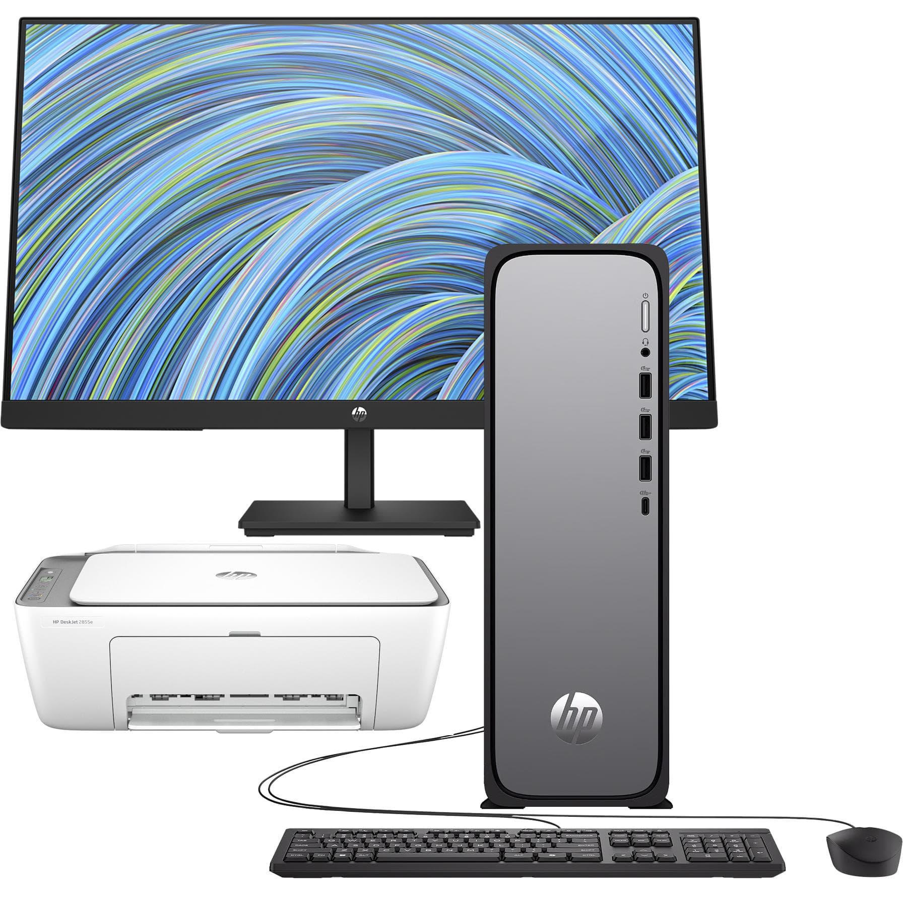 OmniDesk Intel Desktop PC w/ 24" monitor & multi-function printer