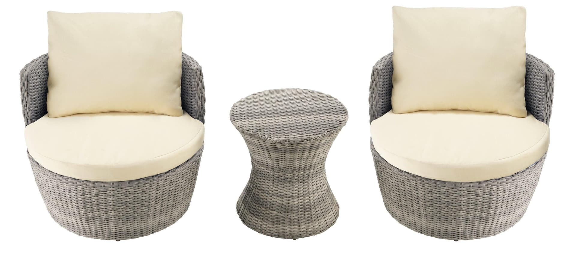 Romantic Collection - Outdoor 3-Piece Bistro Set - Grey, Beige