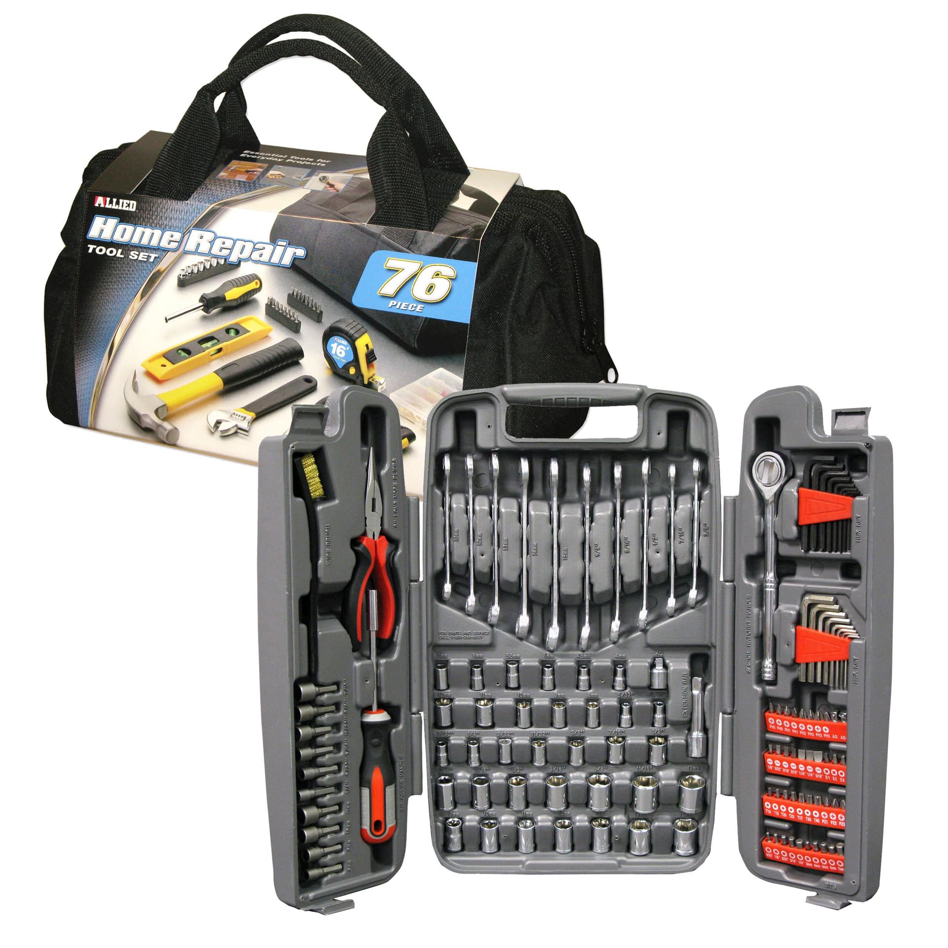 123-Piece Mechanic's Tool Set plus 76-Piece Home Repair Tool Set