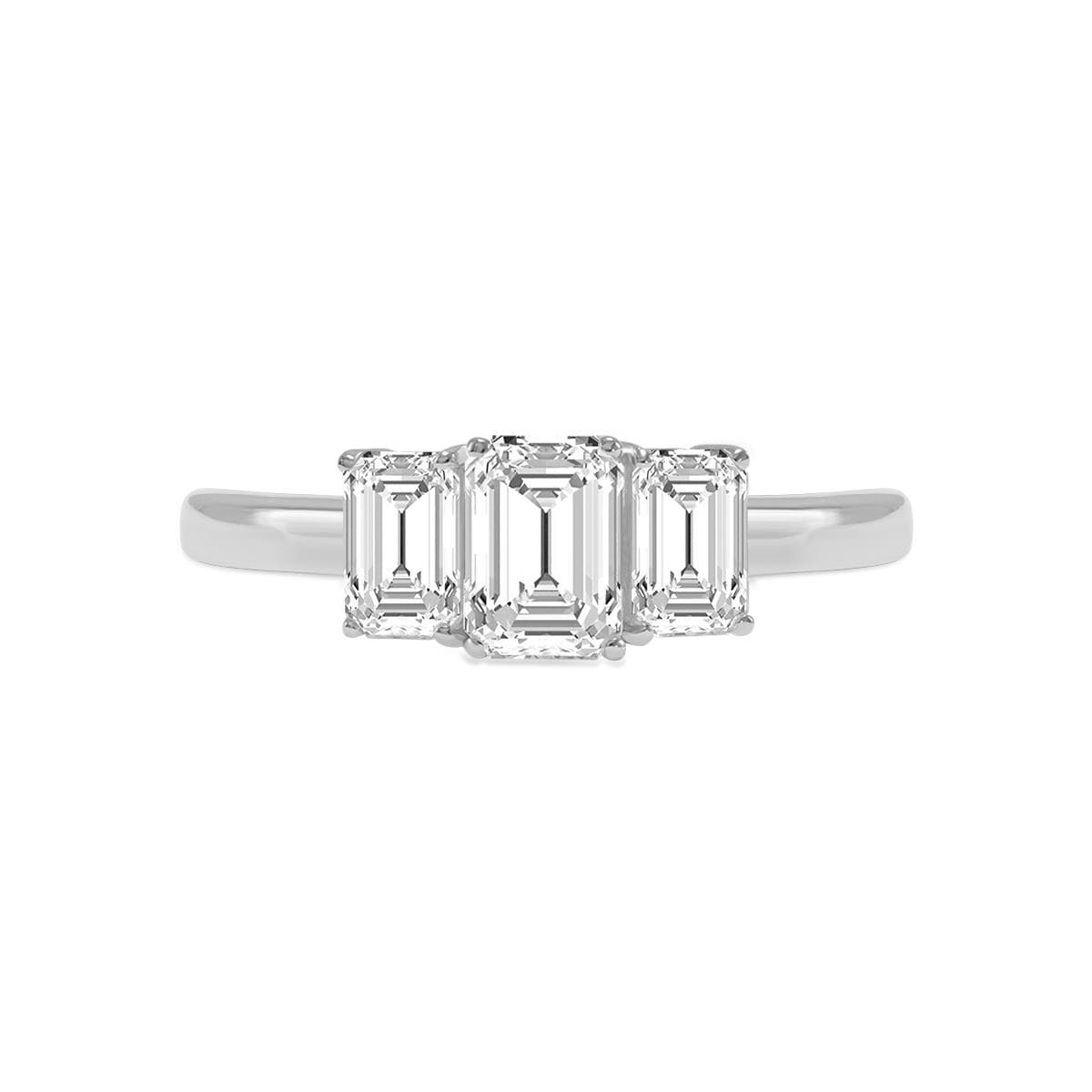1CTW 3 Stone Emerald Lab Diamond Ring Size 8.5