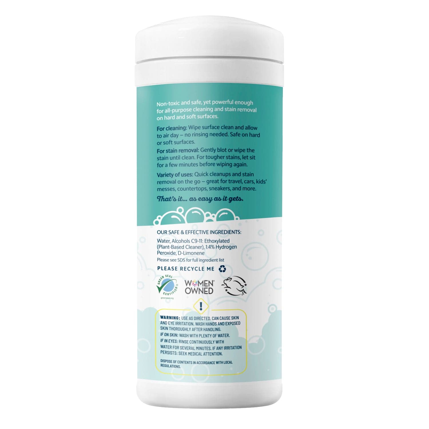Hydrogen Peroxide based All-purpose Cleaning & Stain Remover Wipes - 30CT
