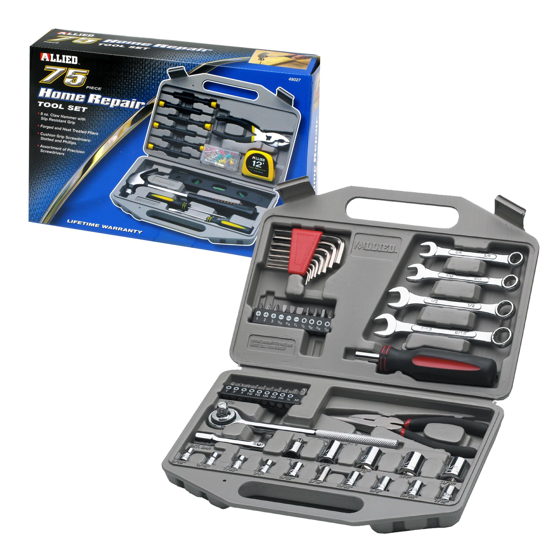 55-Piece Mechanic's Tool Set plus 75-Piece Home Repair Tool Set