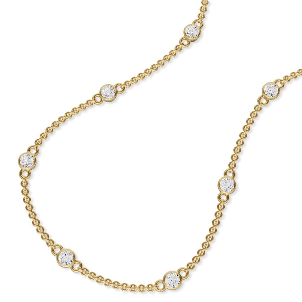 Bezel Lab Diamond Station Necklace Size 18"