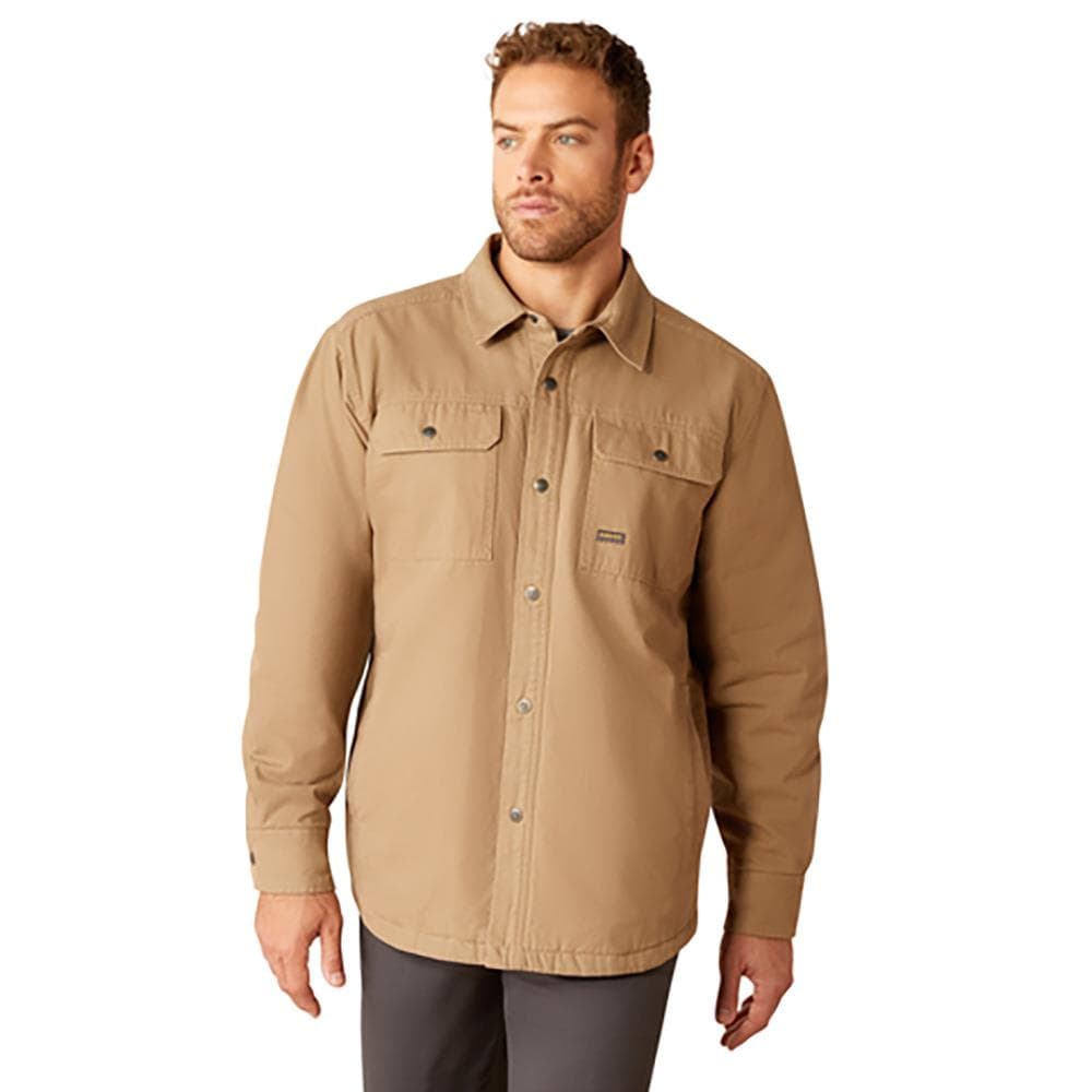 Ariat Men's Rebar Canvas Shirt Jacket-Khaki-2X