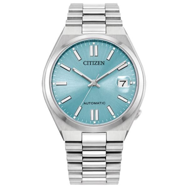 Unisex Tsuyosa Automatic Eco-Drive Silver-Tone SS Watch Ice Blue Dial