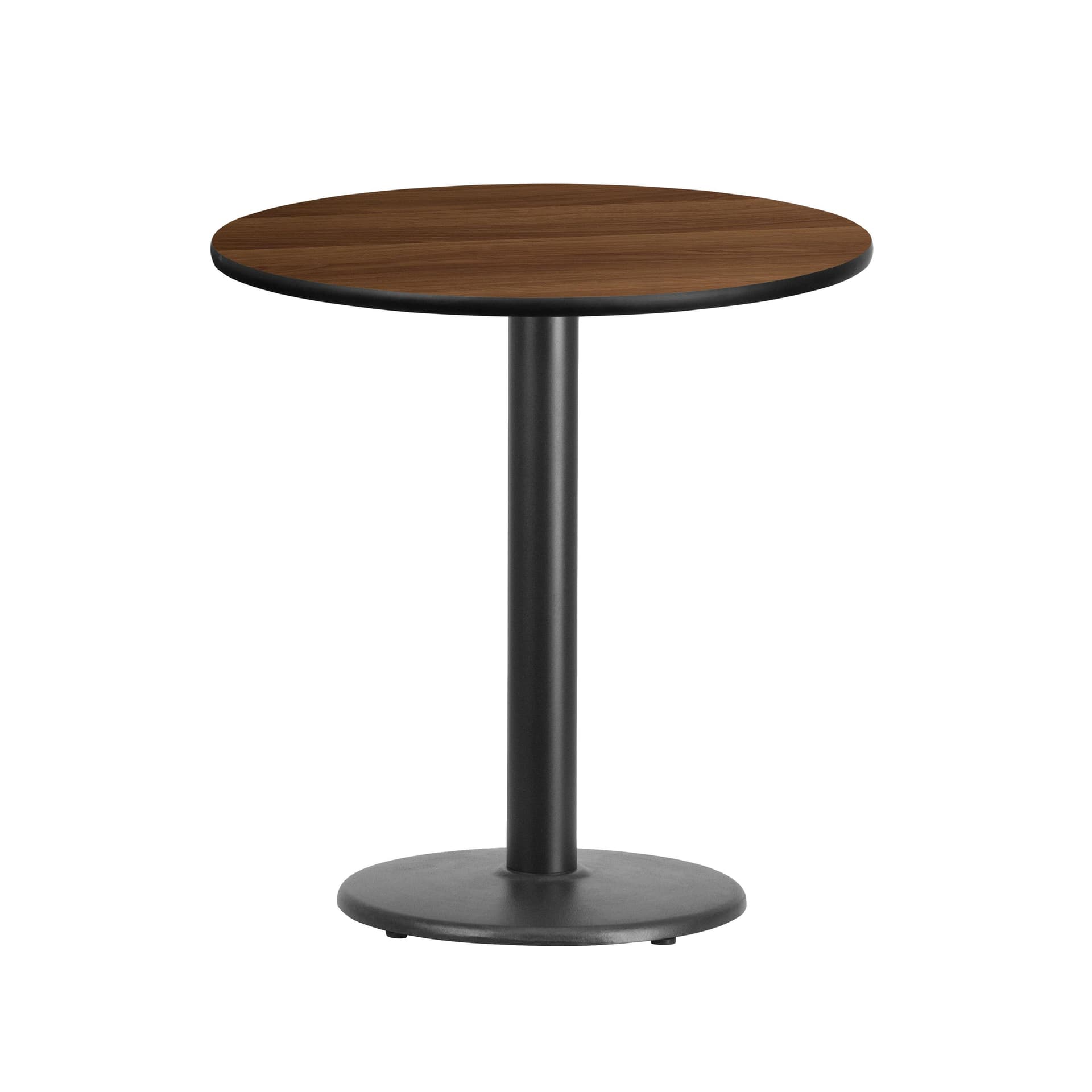 24" Round Walnut Laminate Table Top with 18" Round Table Height Base